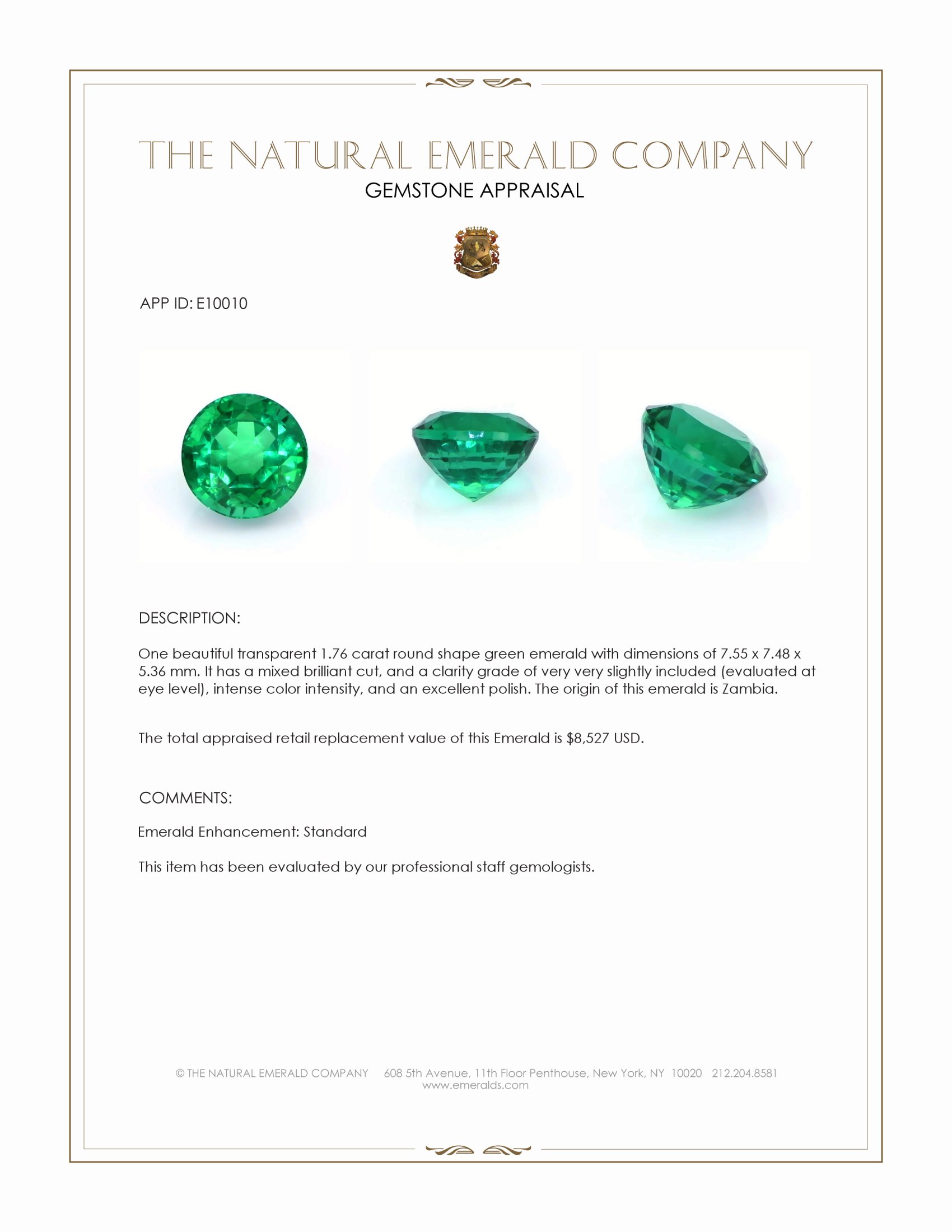 1.76 Ct. Emerald from Zambia