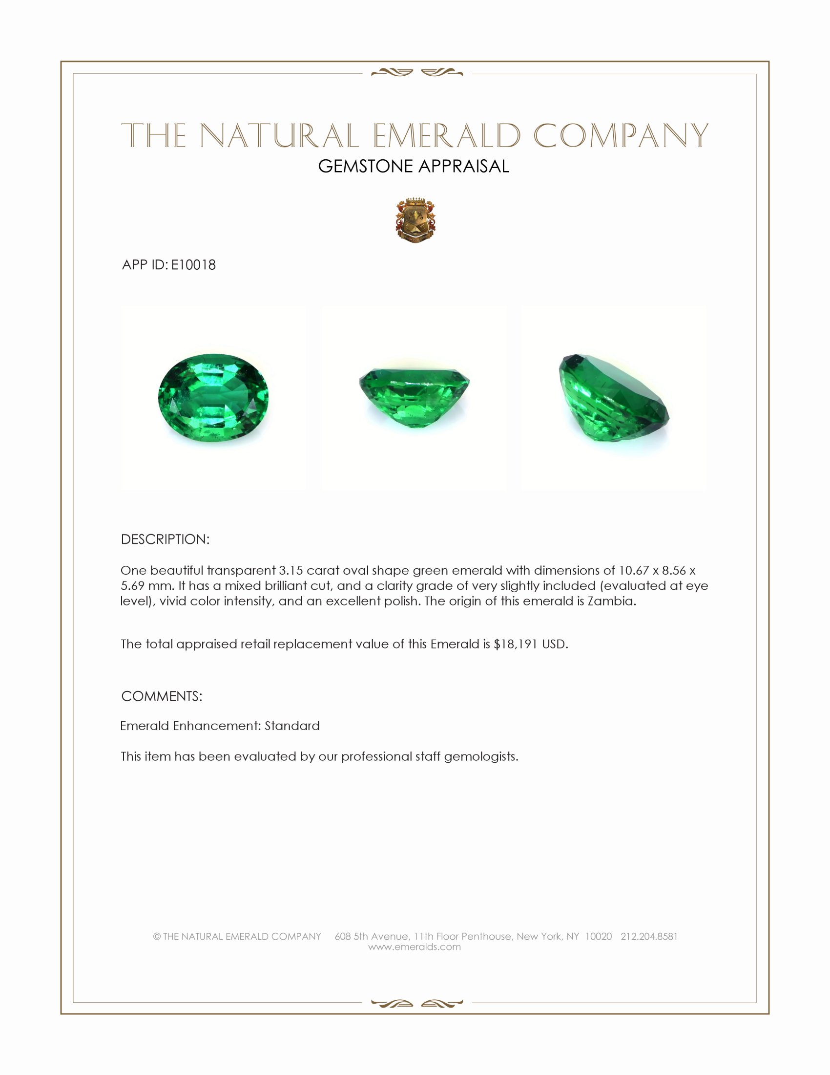3.15 Ct. Emerald from Zambia