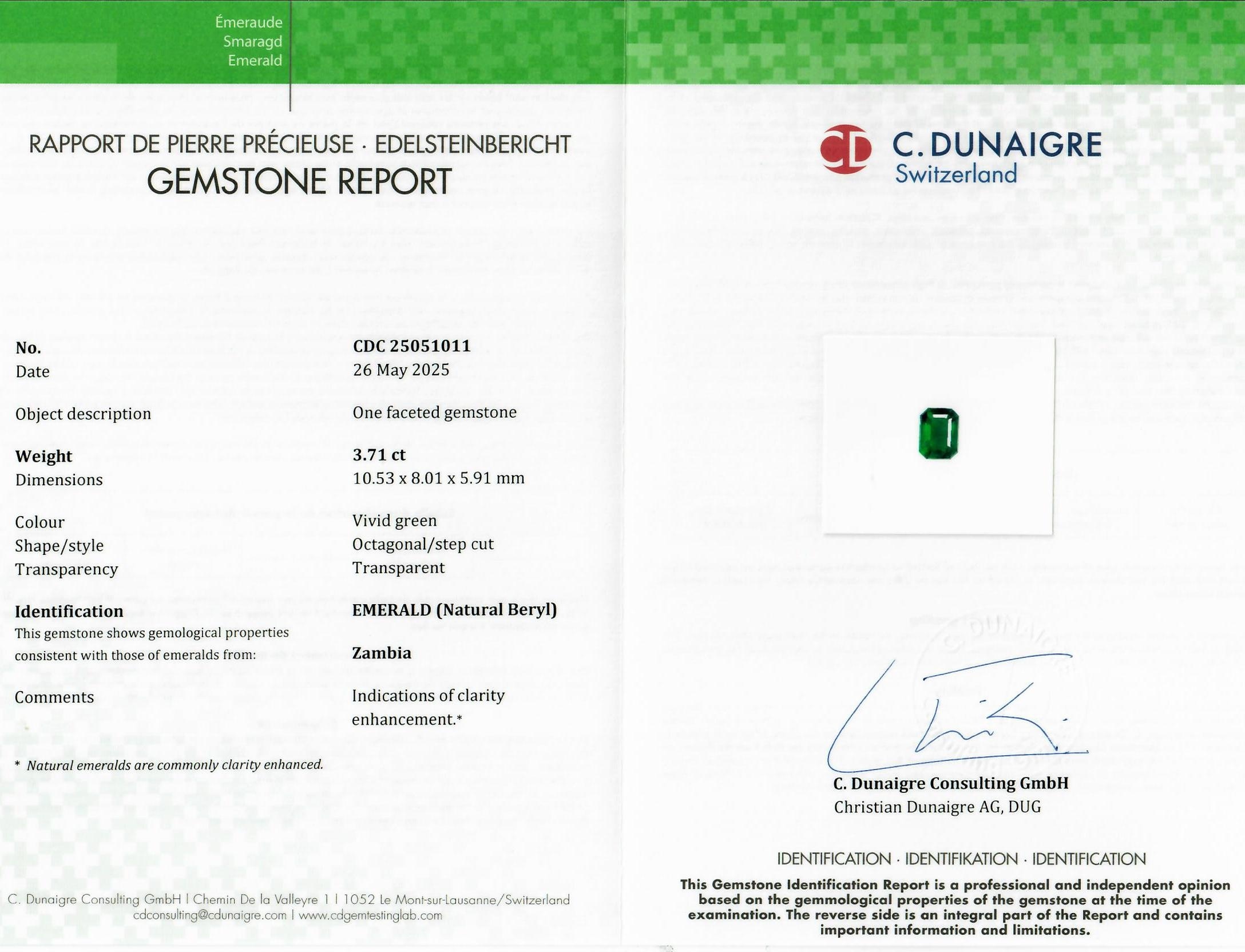 3.71 Ct. Emerald from Zambia