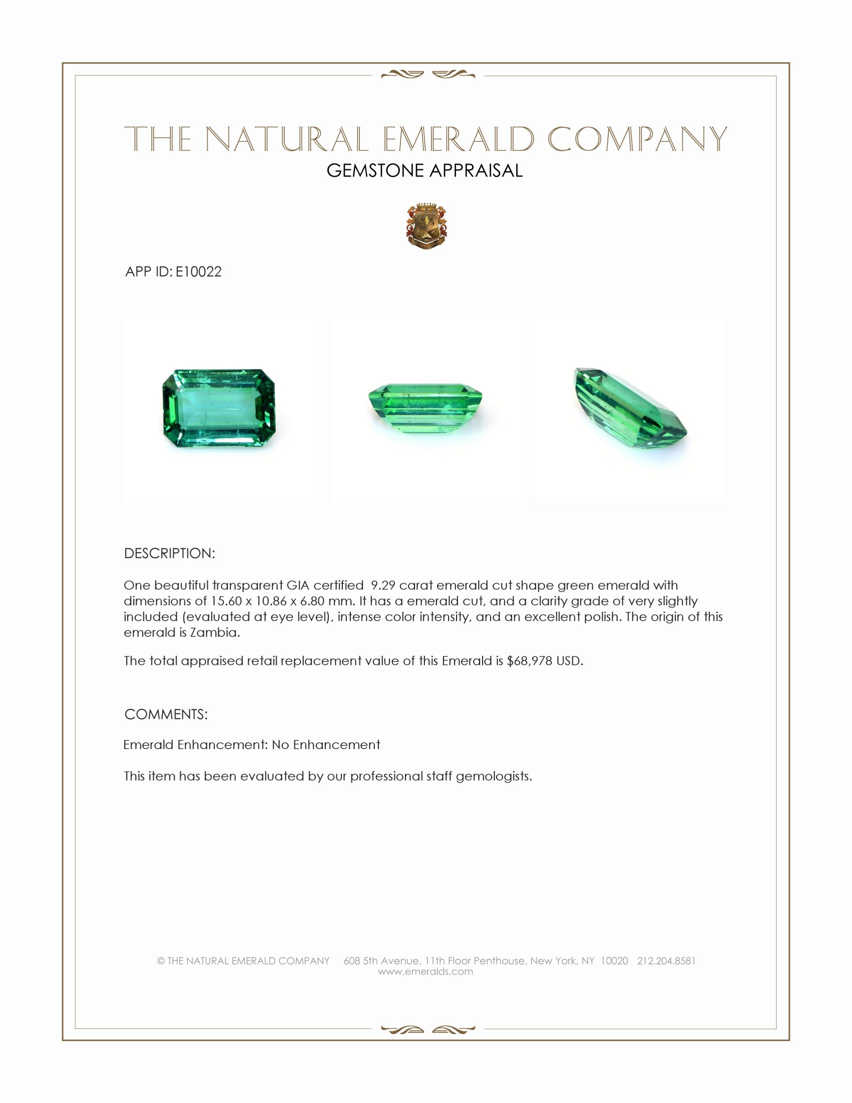 9.29 Ct. Emerald from Zambia