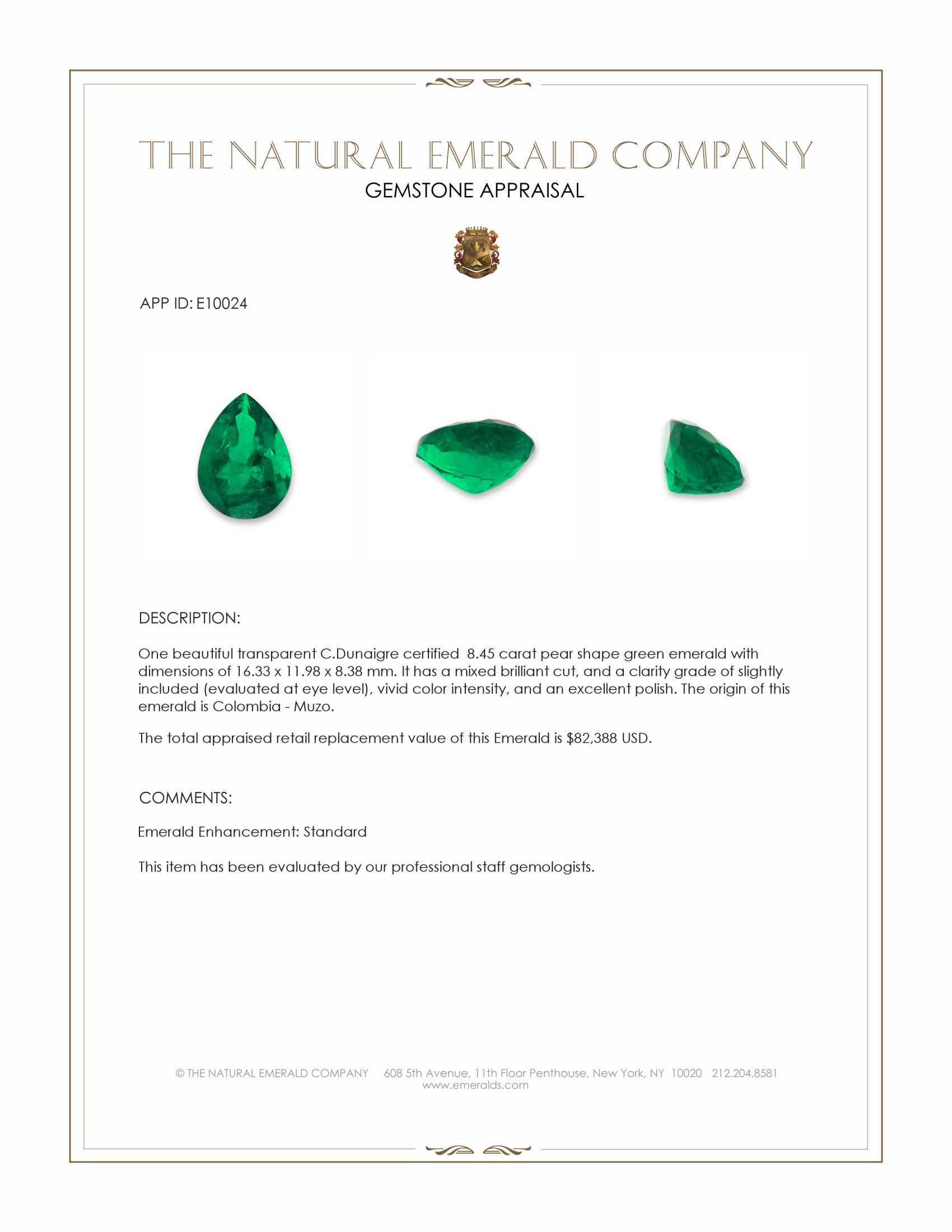 8.45 Ct. Emerald from Colombia - Muzo
