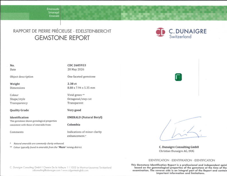 2.38 Ct. Emerald from Colombia - Muzo