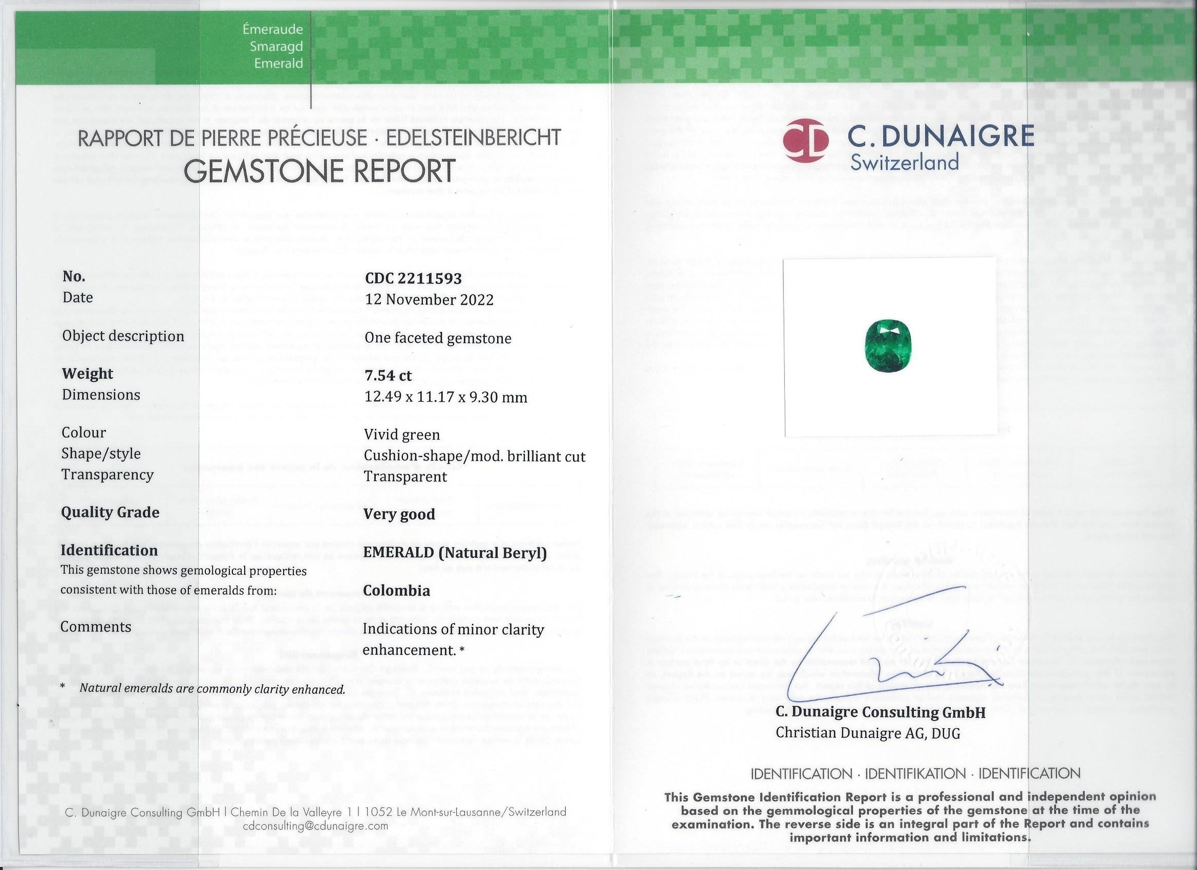 7.54 Ct. Emerald from Colombia