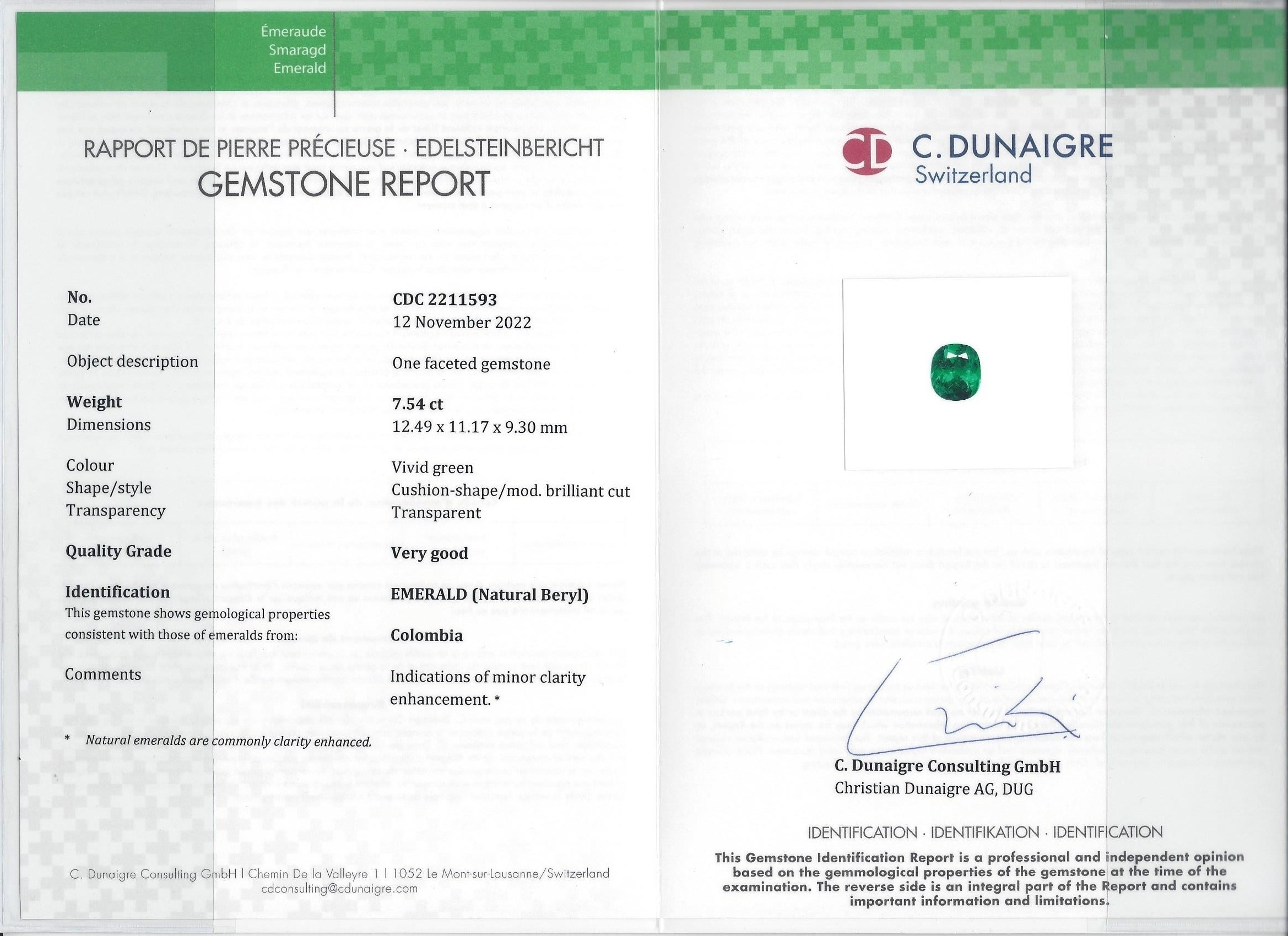 7.54 Ct. Emerald from Colombia