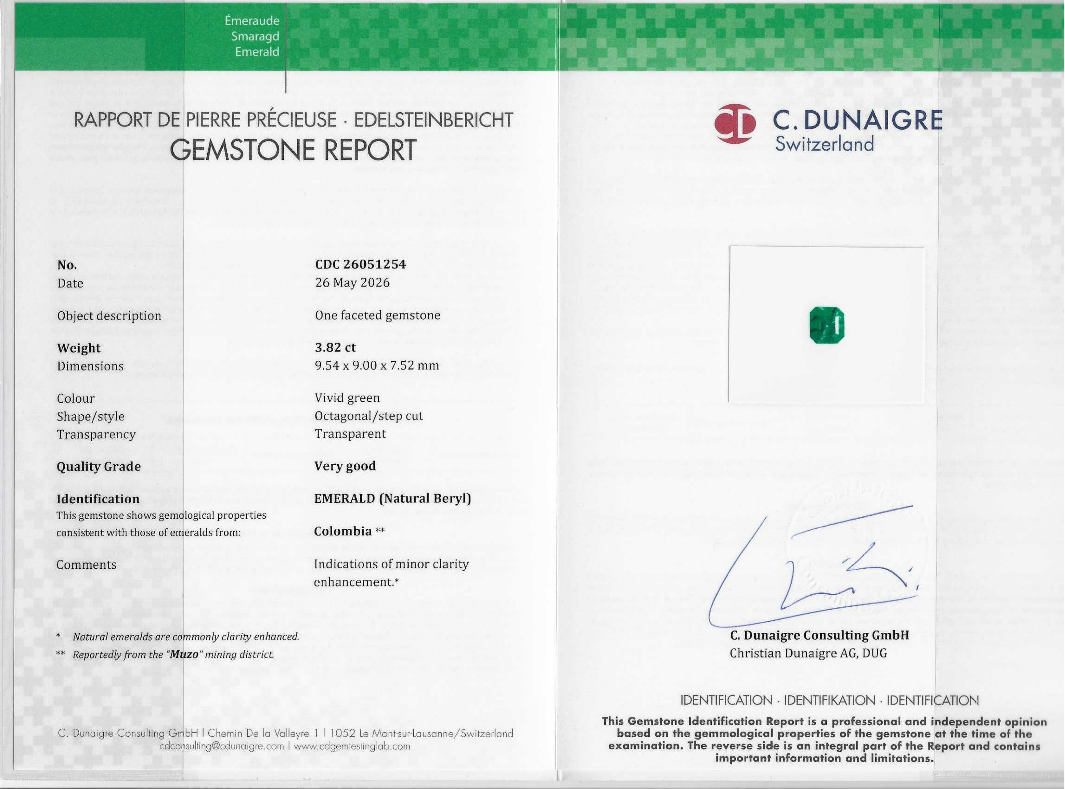 3.82 Ct. Emerald from Colombia