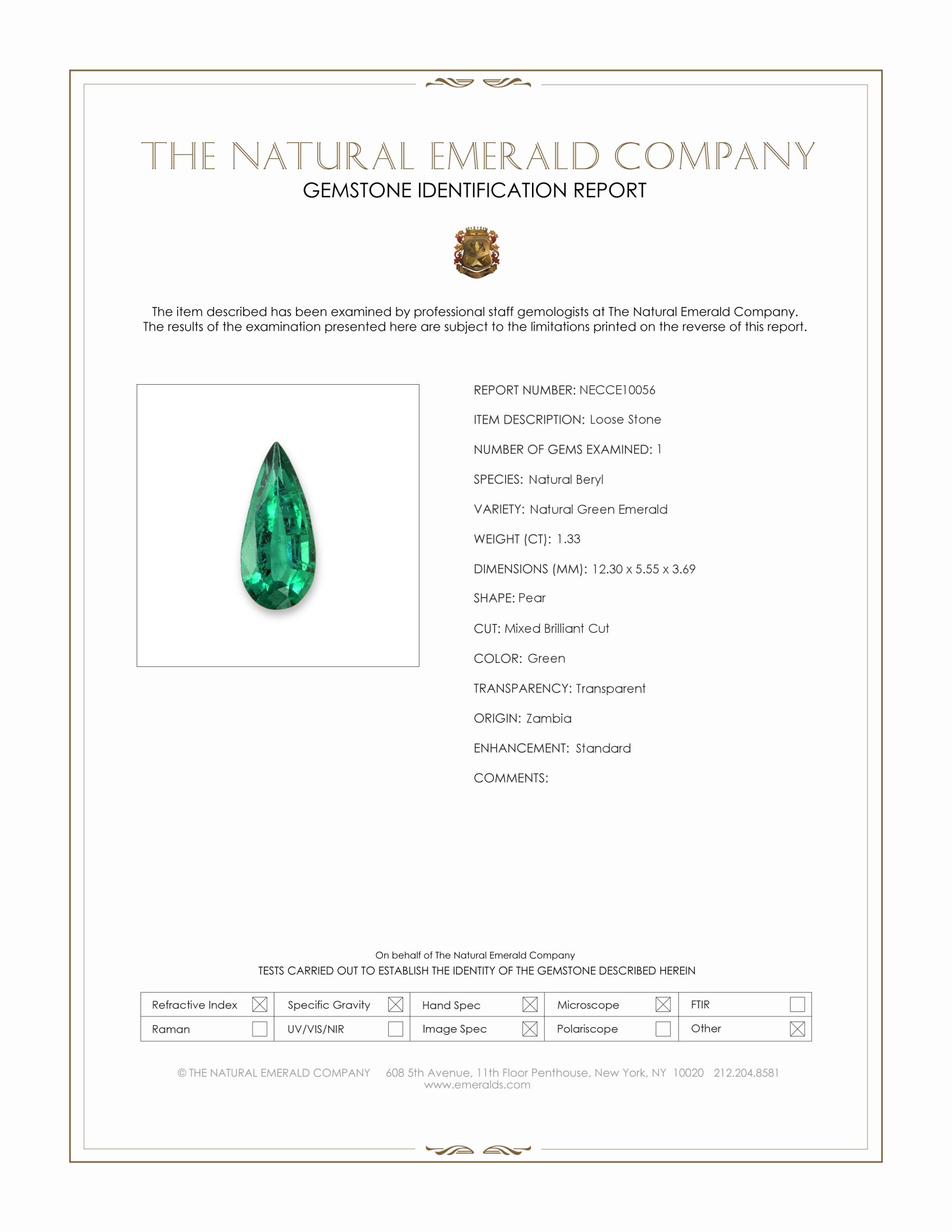 1.33 Ct. Emerald from Zambia