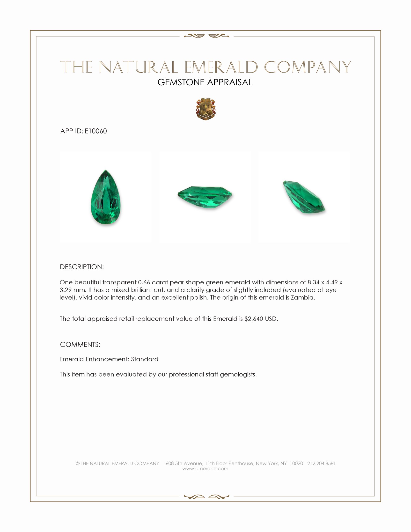 0.66 Ct. Emerald from Zambia