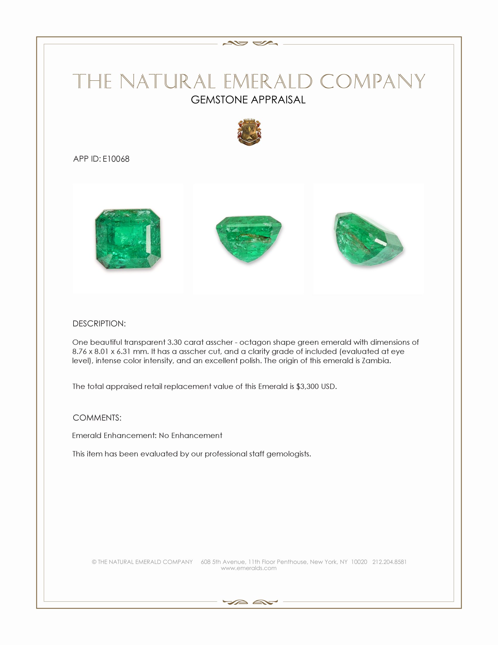 3.30 Ct. Emerald from Zambia
