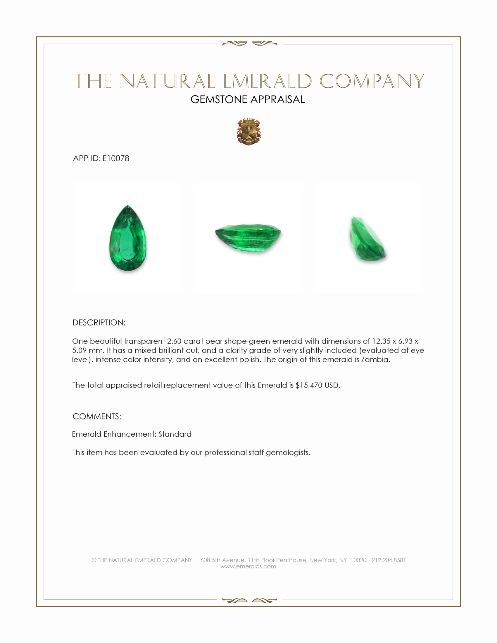 2.60 Ct. Emerald from Zambia
