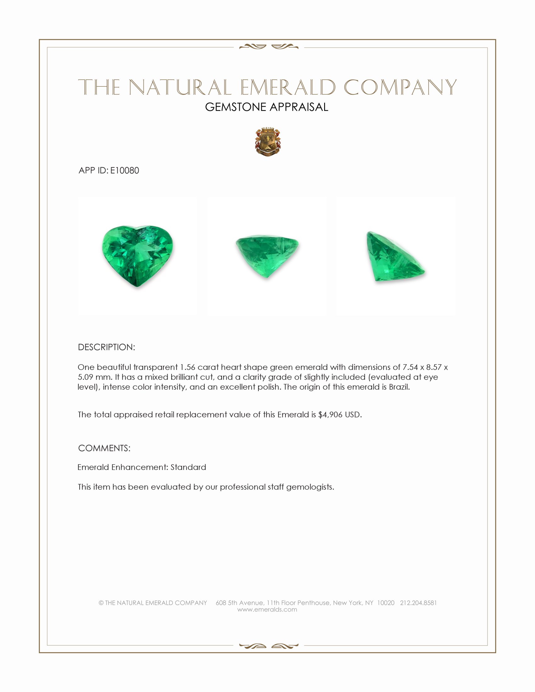 1.56 Ct. Emerald from Brazil