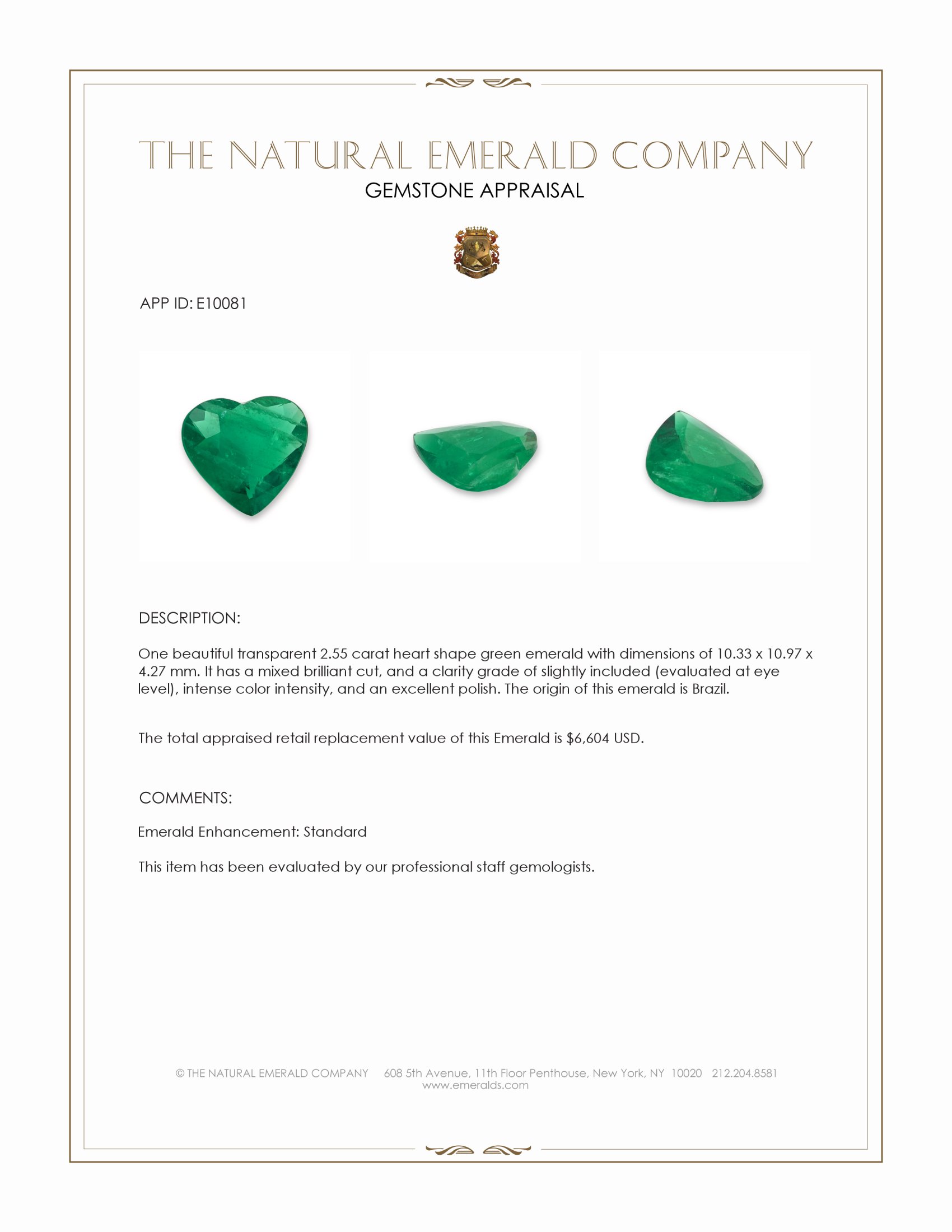 2.55 Ct. Emerald from Brazil