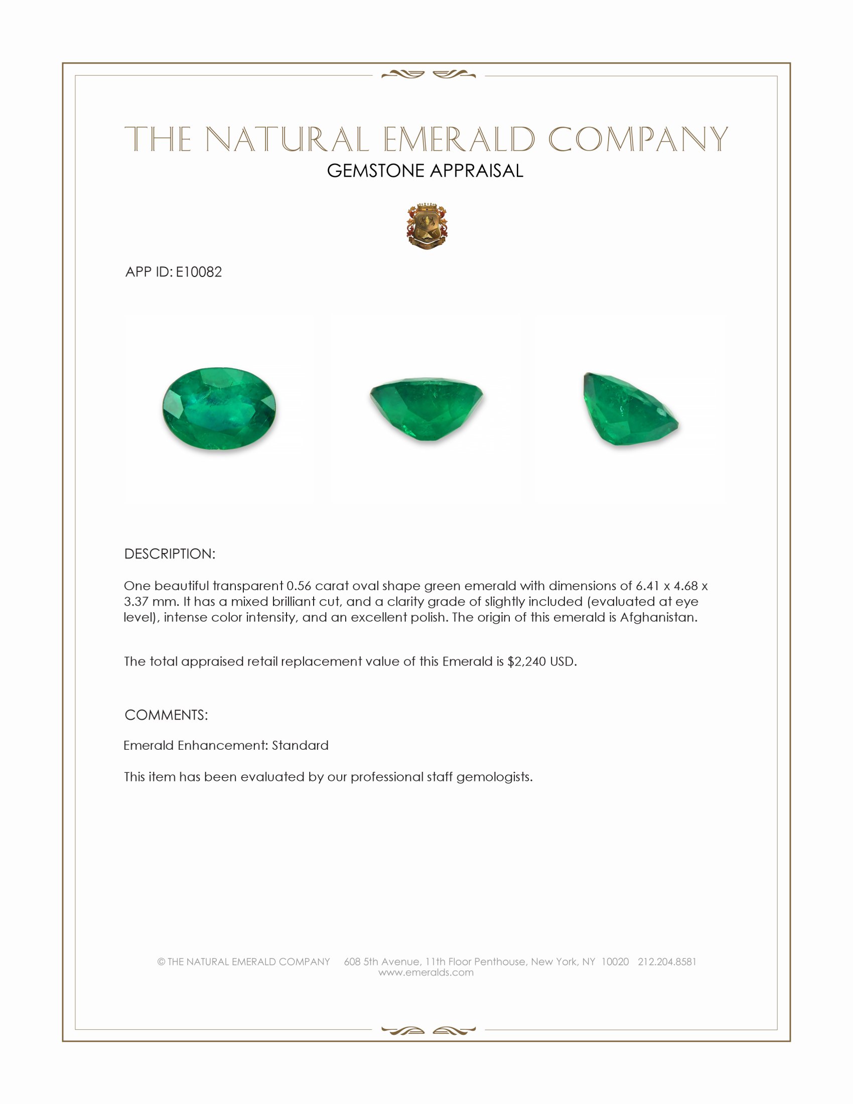 0.56 Ct. Emerald from Afghanistan