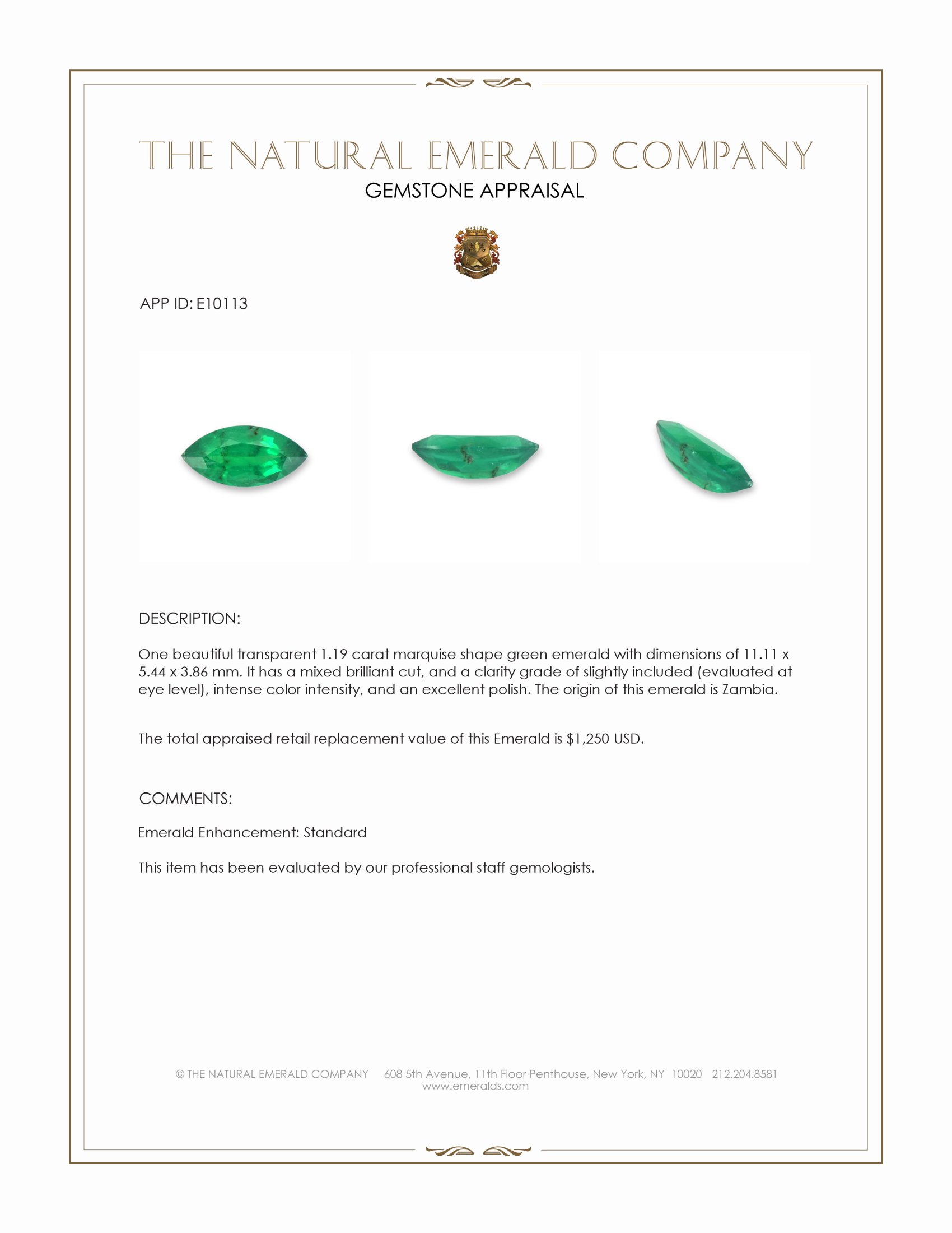 1.19 Ct. Emerald from Zambia