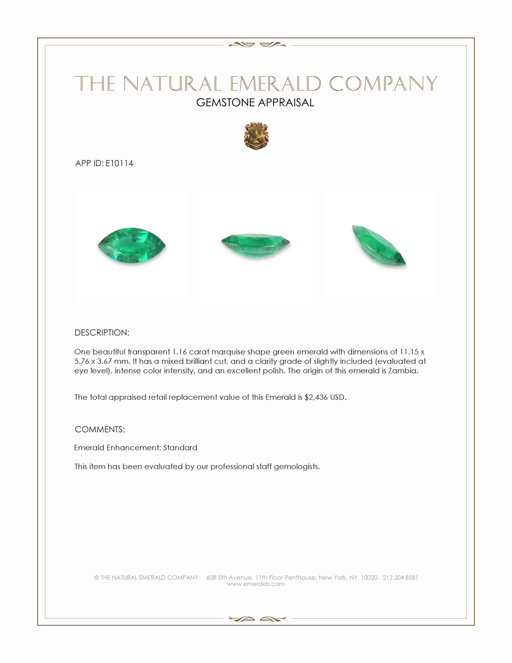 1.16 Ct. Emerald from Zambia