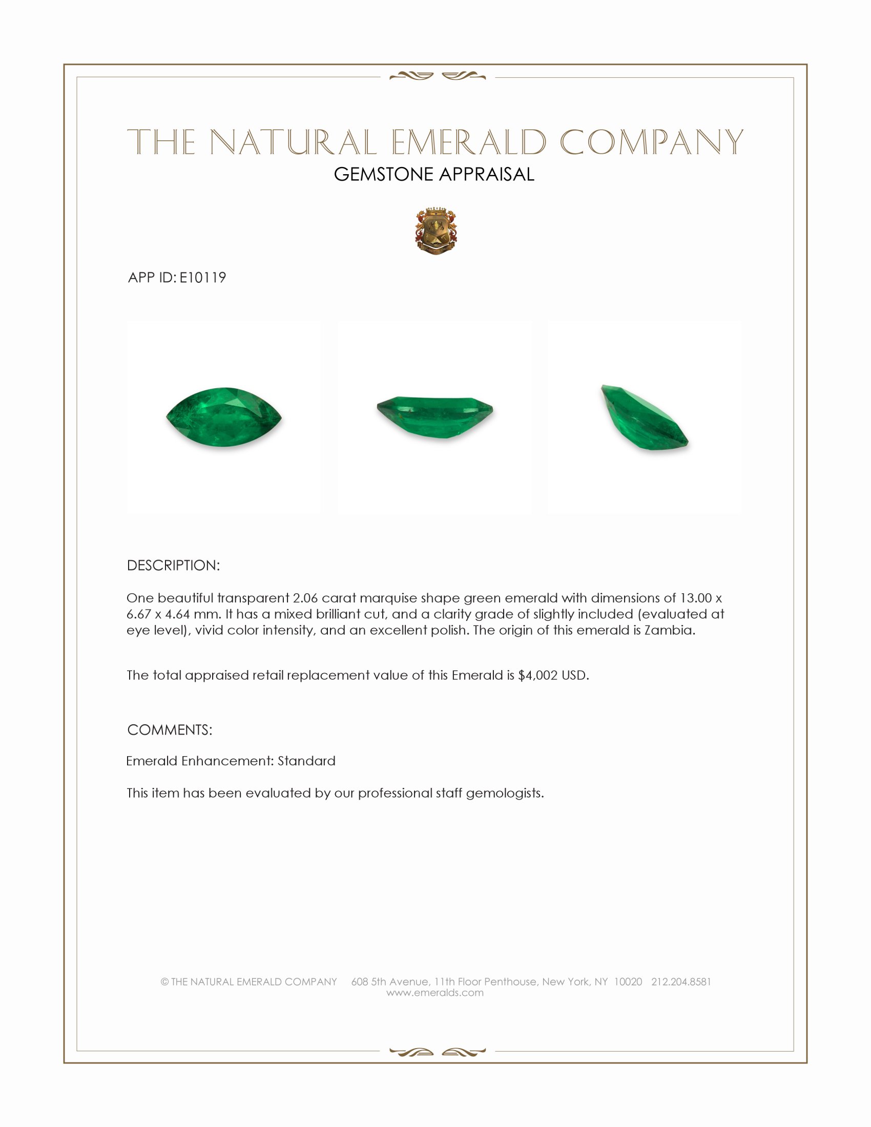 2.06 Ct. Emerald from Zambia