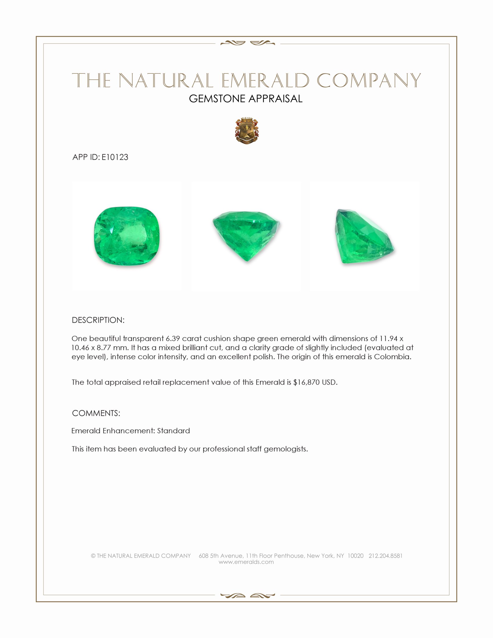 6.39 Ct. Emerald from Colombia