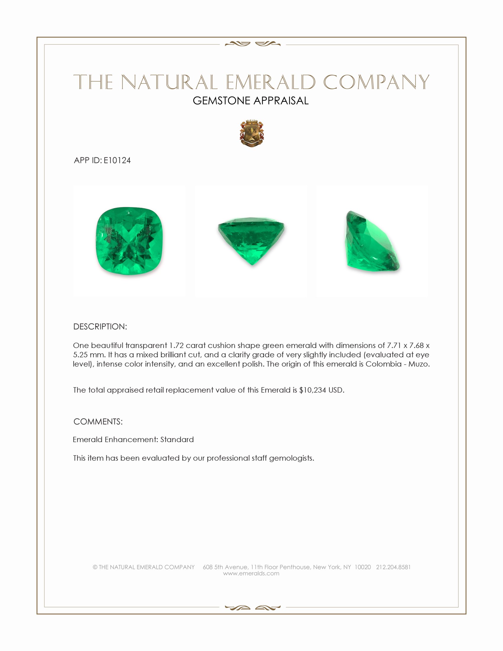 1.72 Ct. Emerald from Colombia