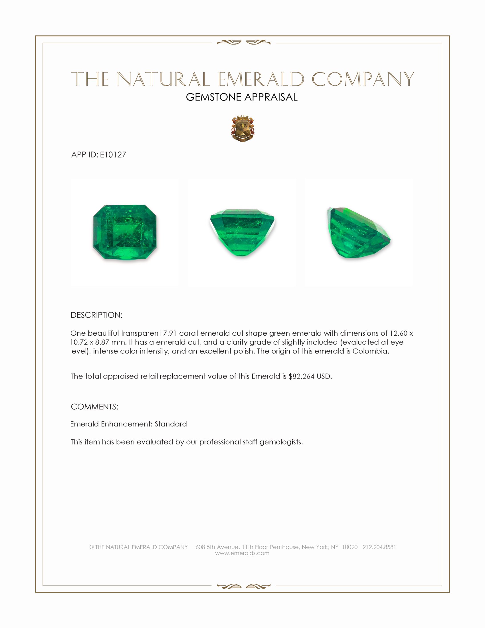 7.91 Ct. Emerald from Colombia