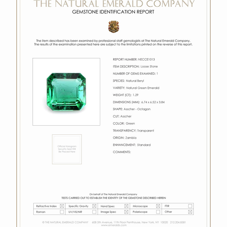 1.29 Ct. Emerald from Zambia