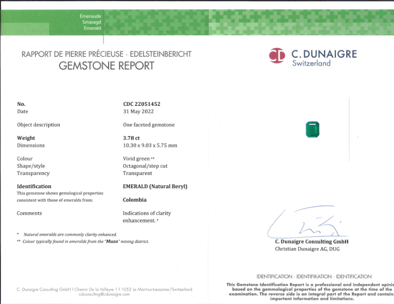 3.78 Ct. Emerald from Colombia - Muzo