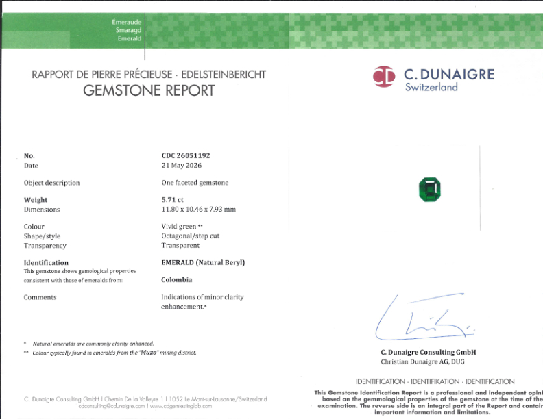 5.71 Ct. Emerald from Colombia - Muzo