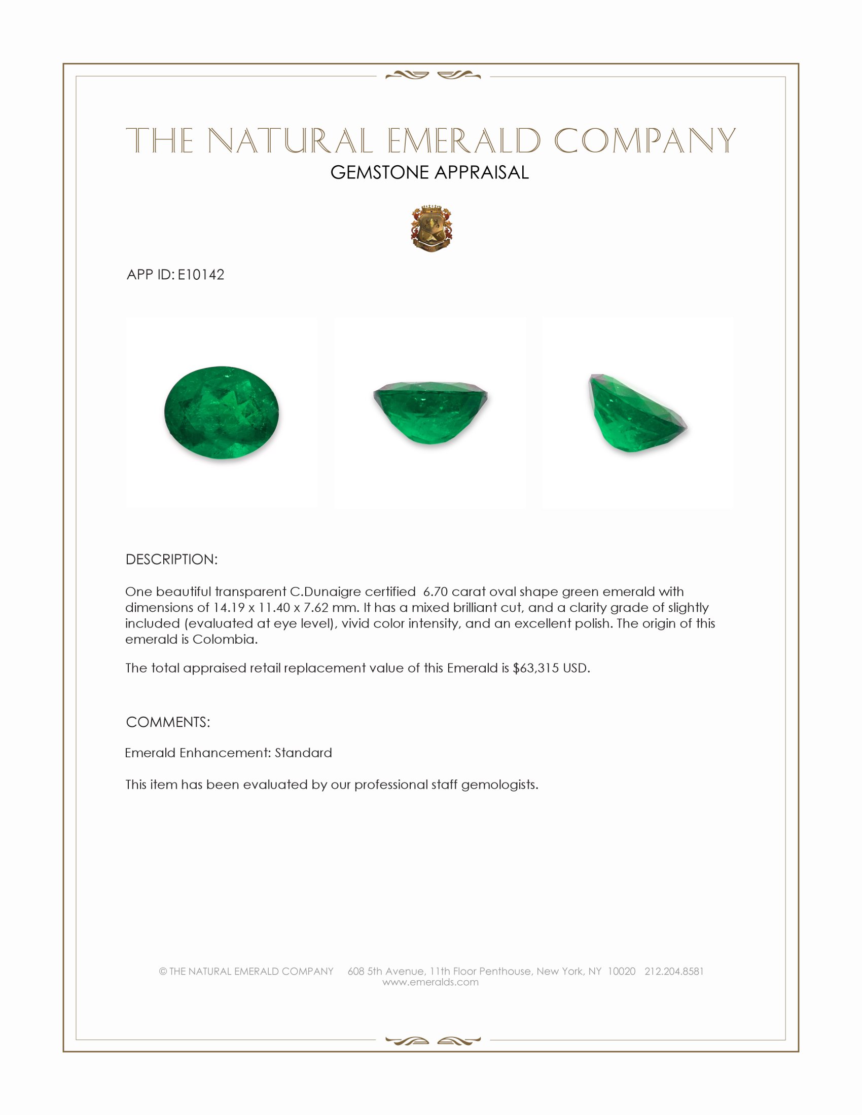 6.70 Ct. Emerald from Colombia