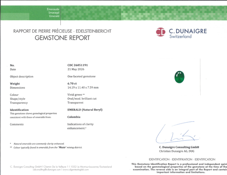 6.70 Ct. Emerald from Colombia