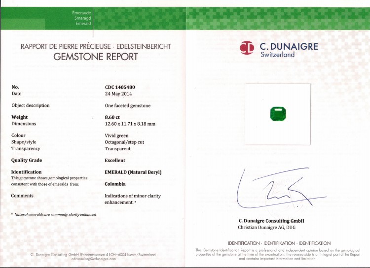 8.60 Ct. Emerald from Colombia