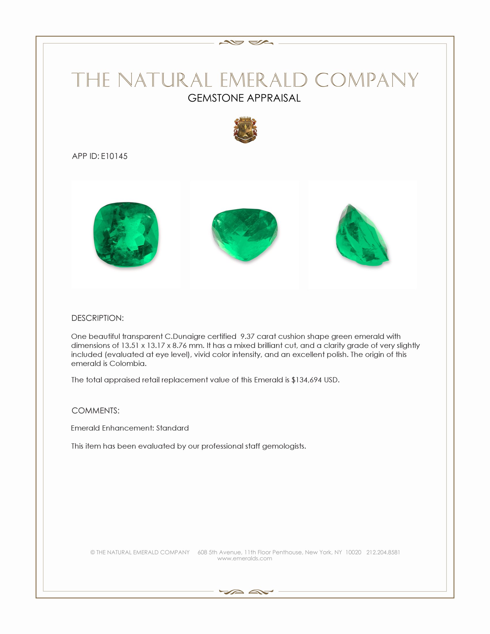 9.37 Ct. Emerald from Colombia
