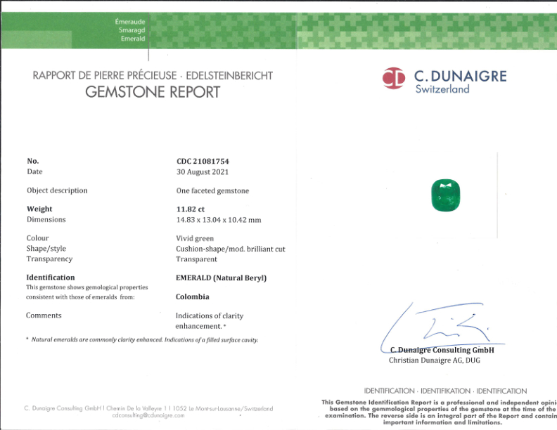 11.82 Ct. Emerald from Colombia