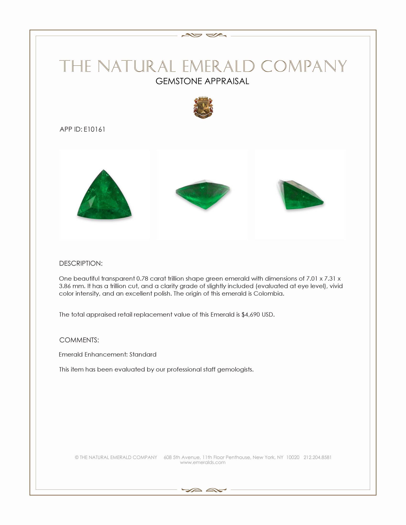 0.78 Ct. Emerald from Colombia