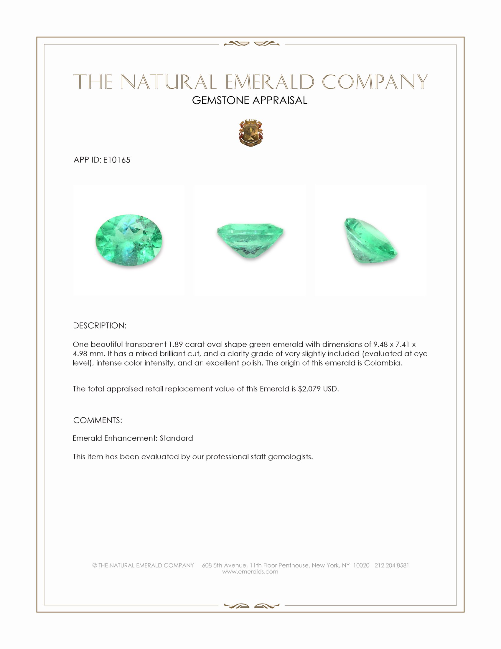 1.89 Ct. Emerald from Colombia