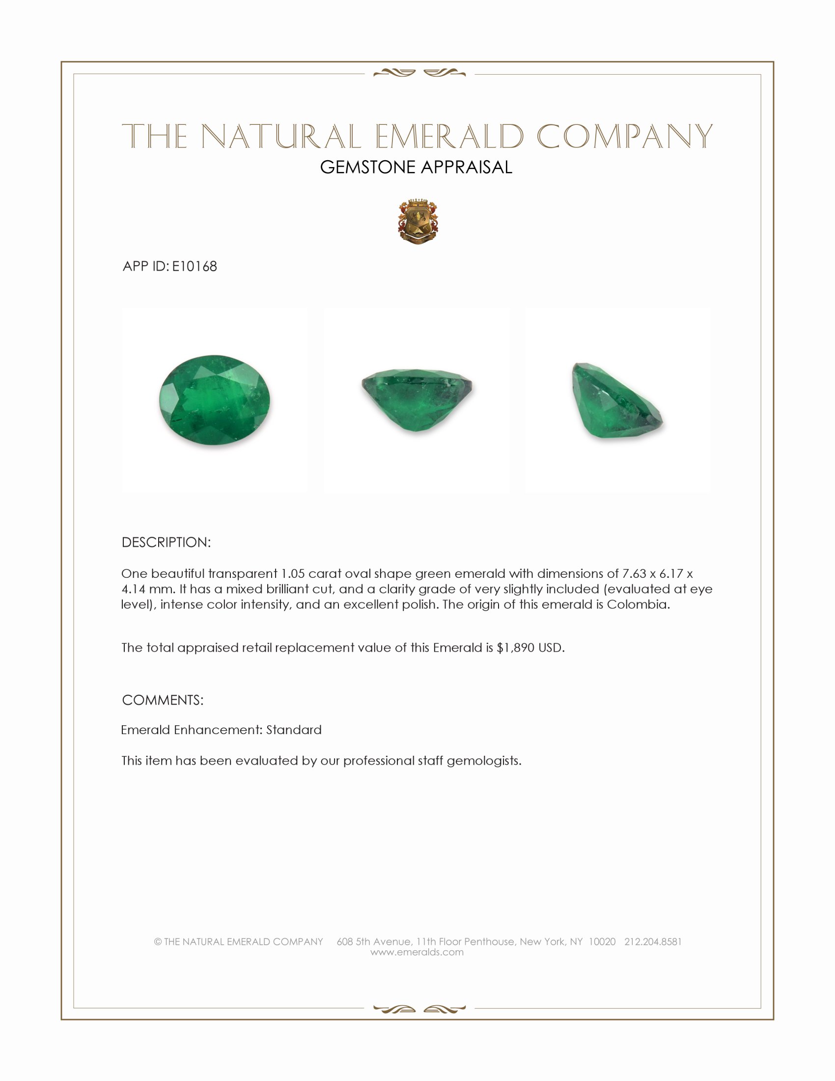 1.05 Ct. Emerald from Colombia