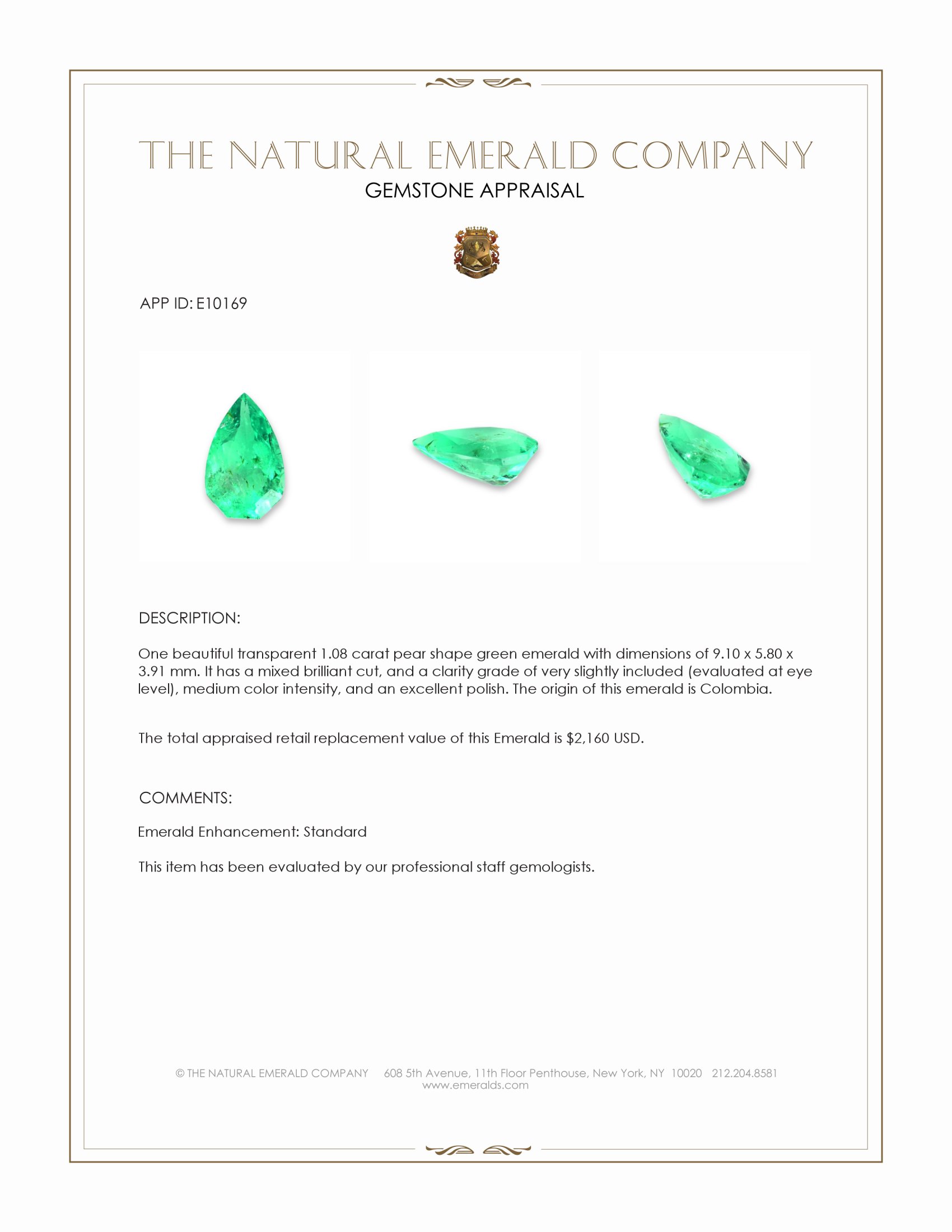 1.08 Ct. Emerald from Colombia