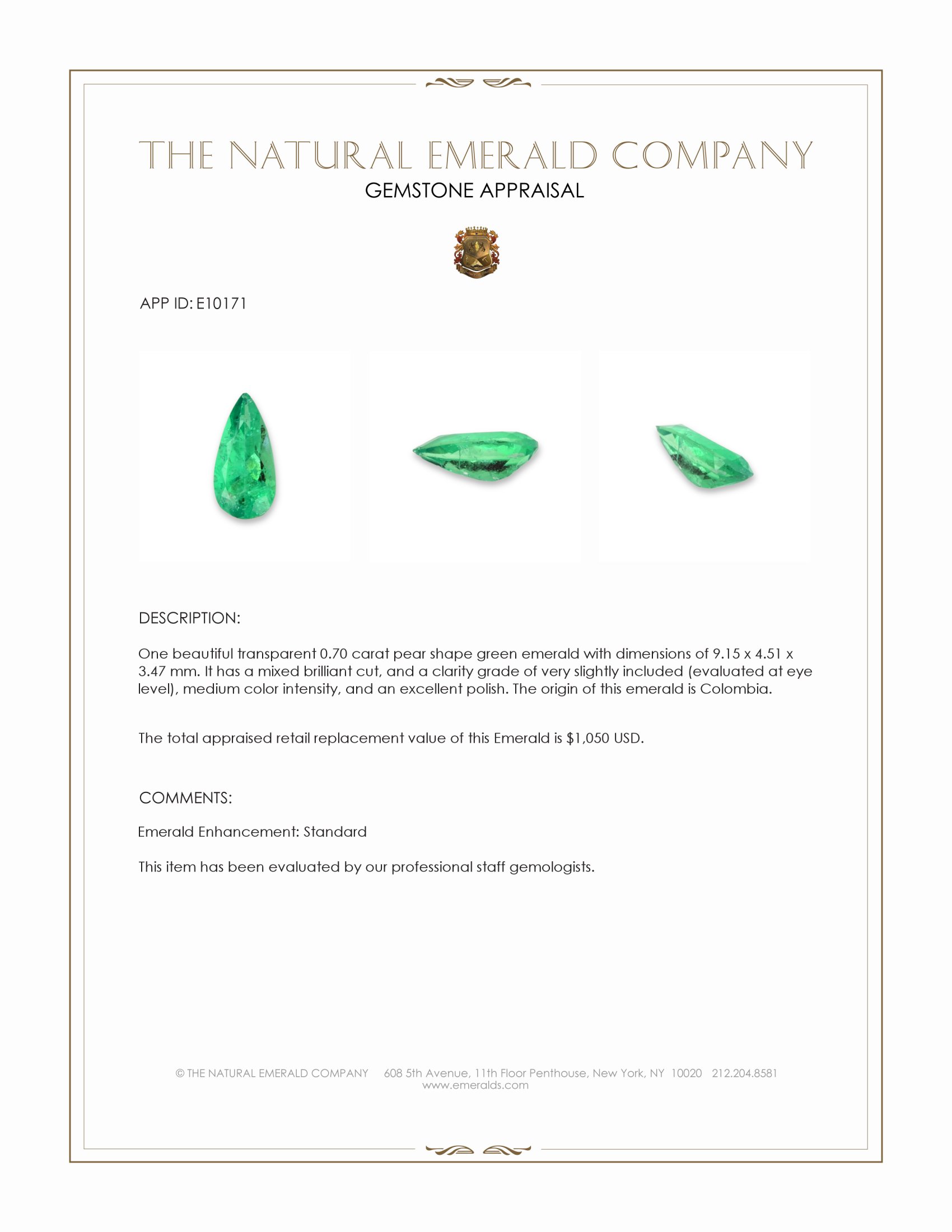 0.70 Ct. Emerald from Colombia