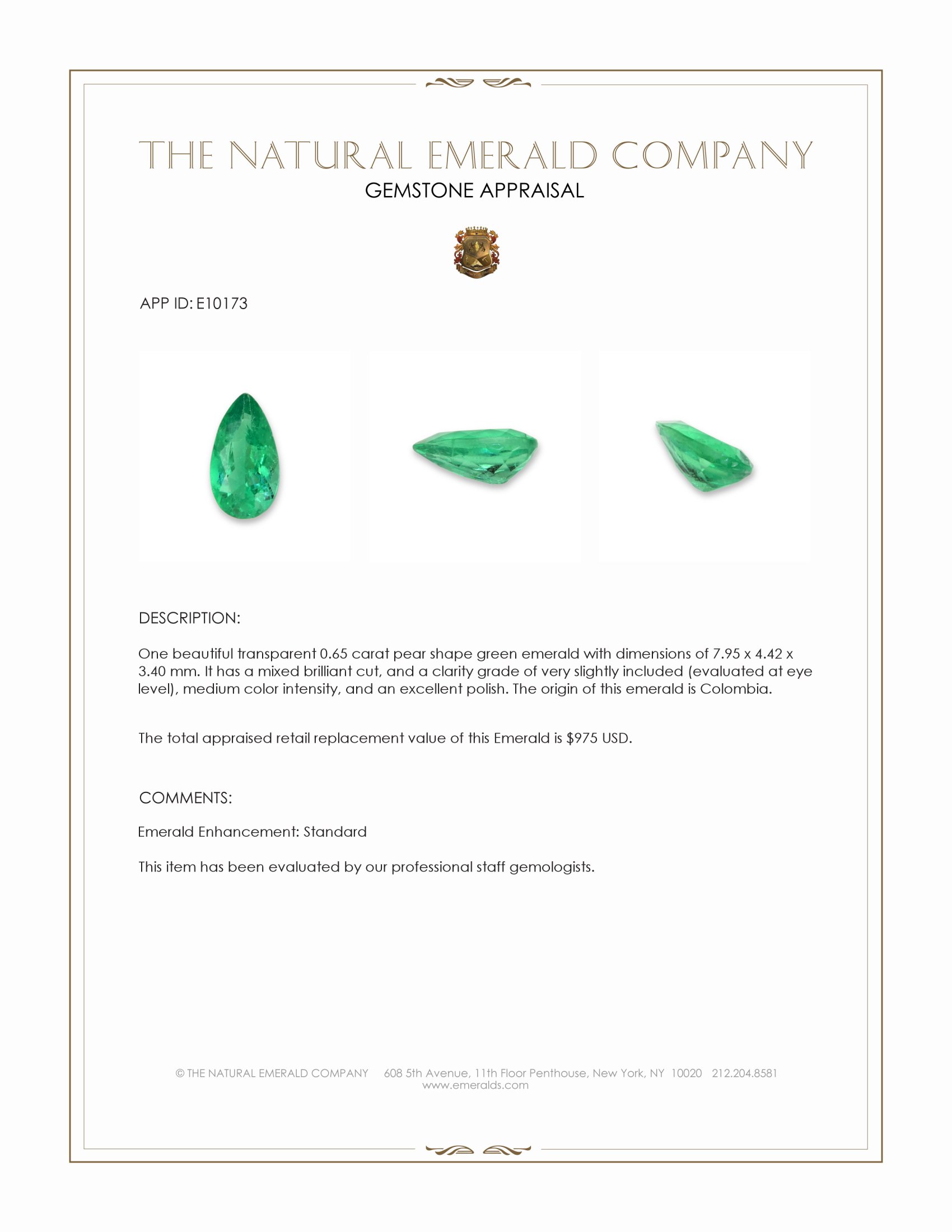 0.65 Ct. Emerald from Colombia