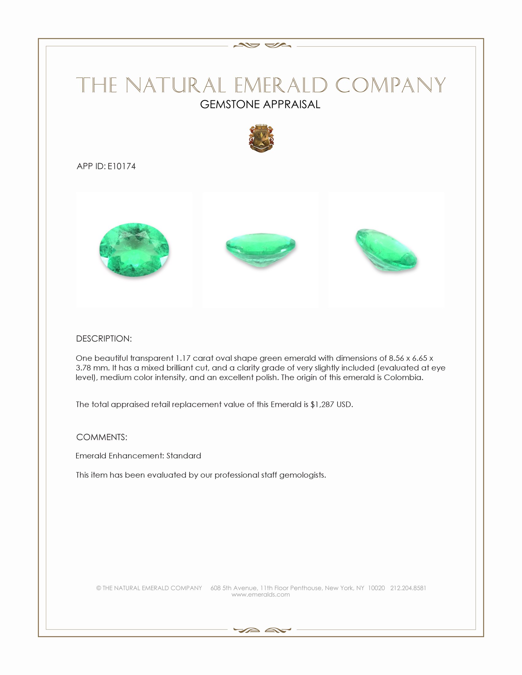 1.17 Ct. Emerald from Colombia