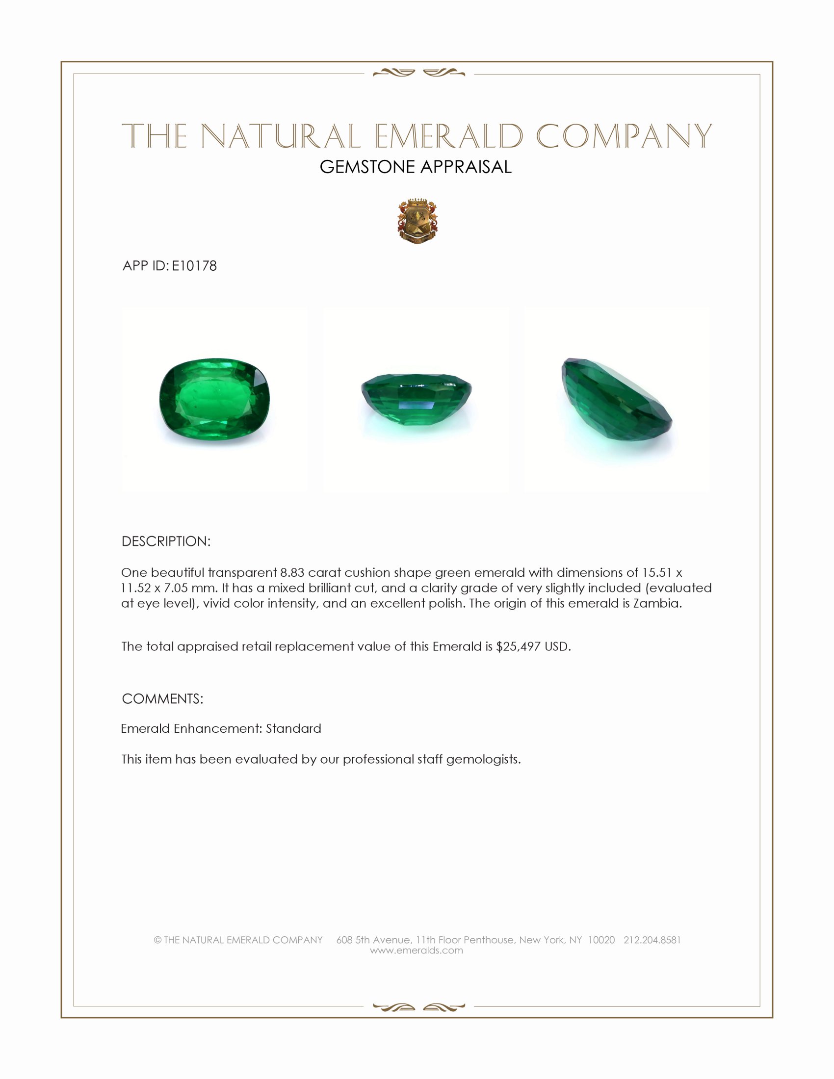 8.83 Ct. Emerald from Zambia