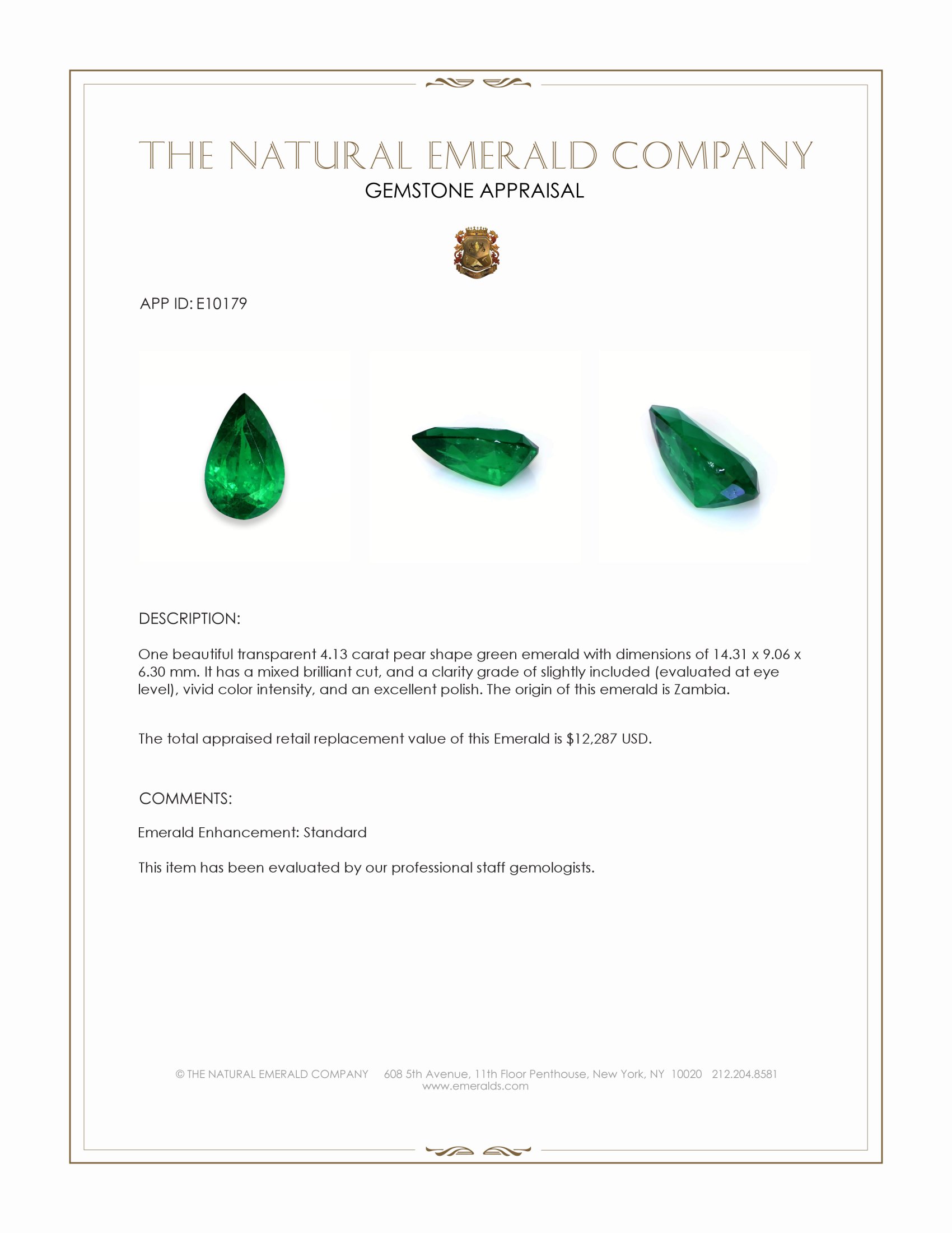 4.13 Ct. Emerald from Zambia