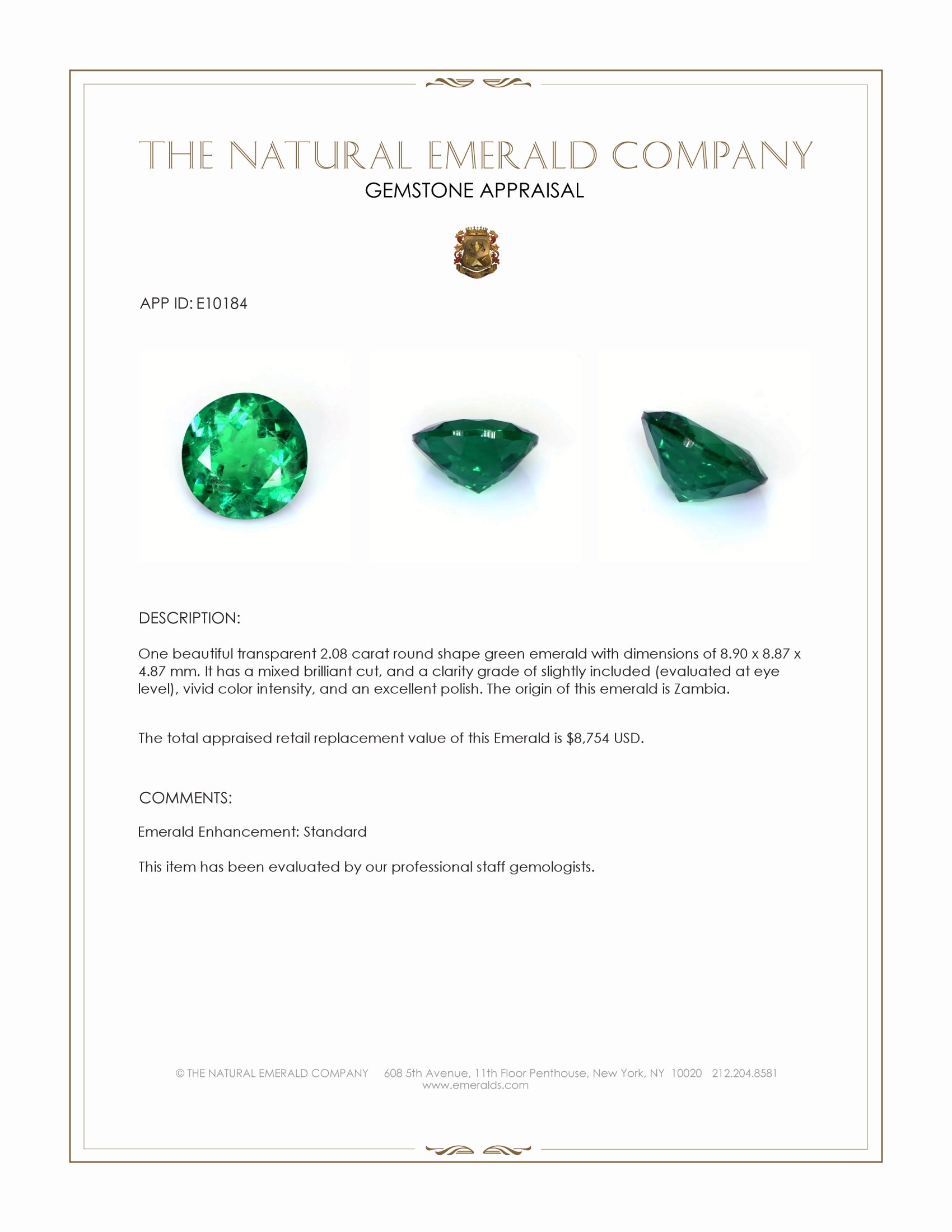 2.08 Ct. Emerald from Zambia