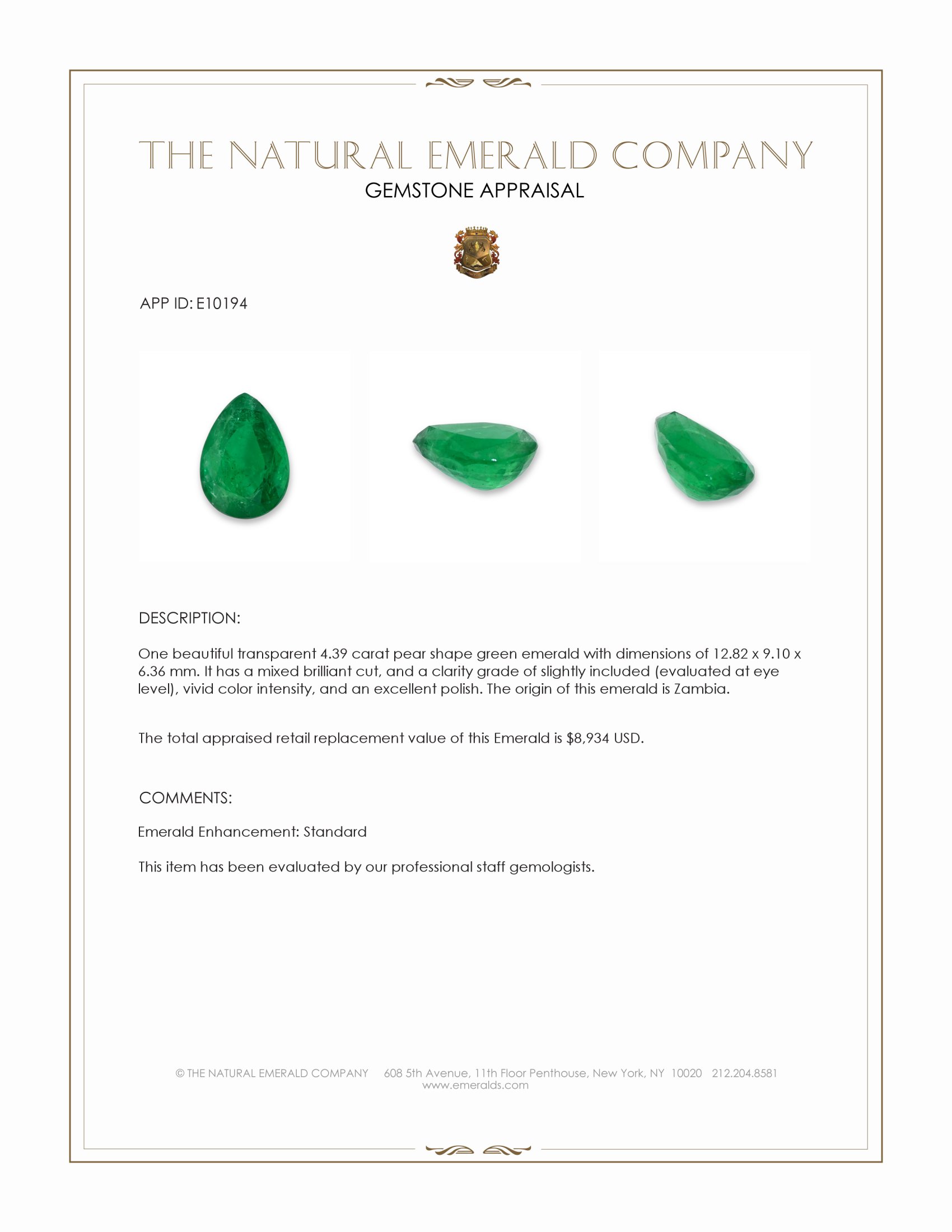4.39 Ct. Emerald from Zambia