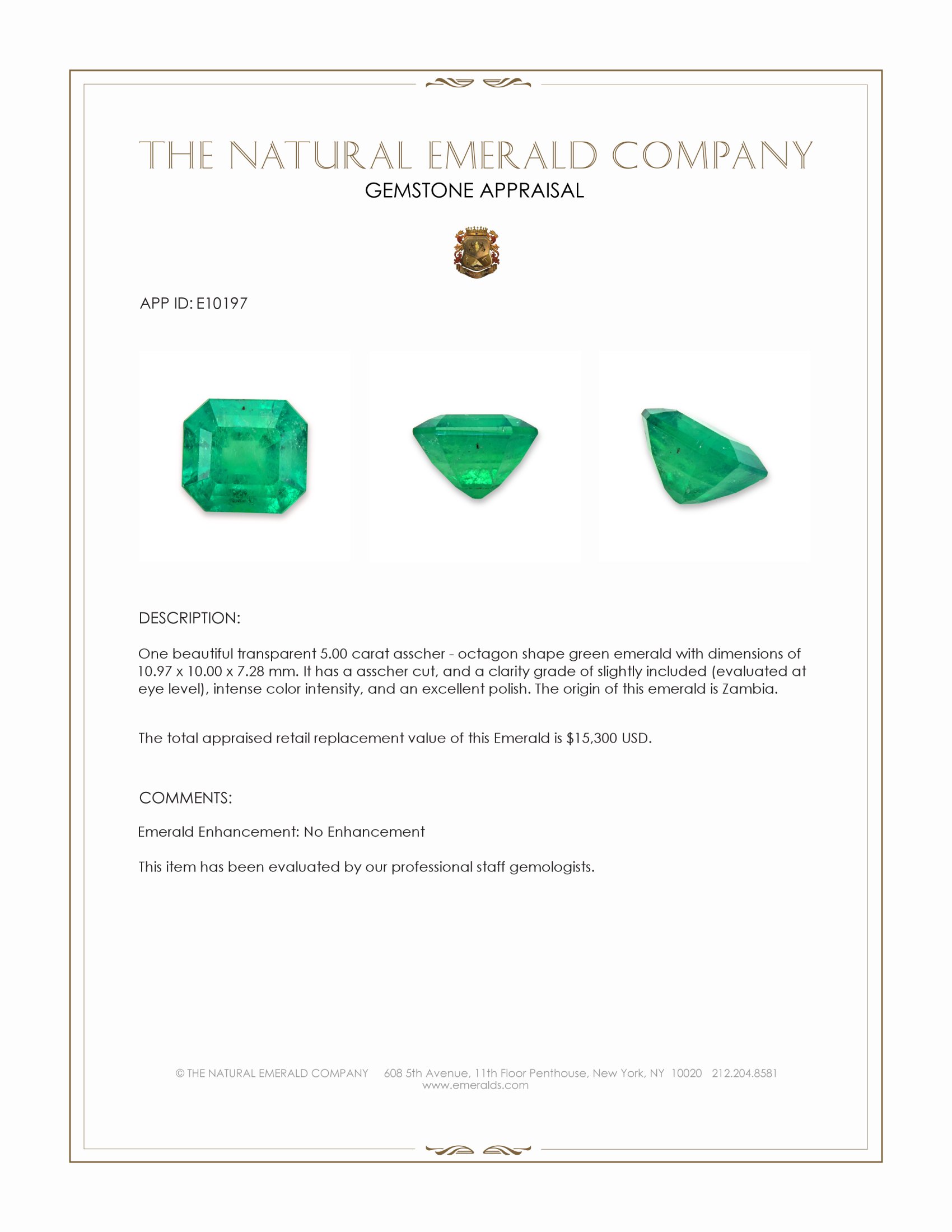 5.00 Ct. Emerald from Zambia