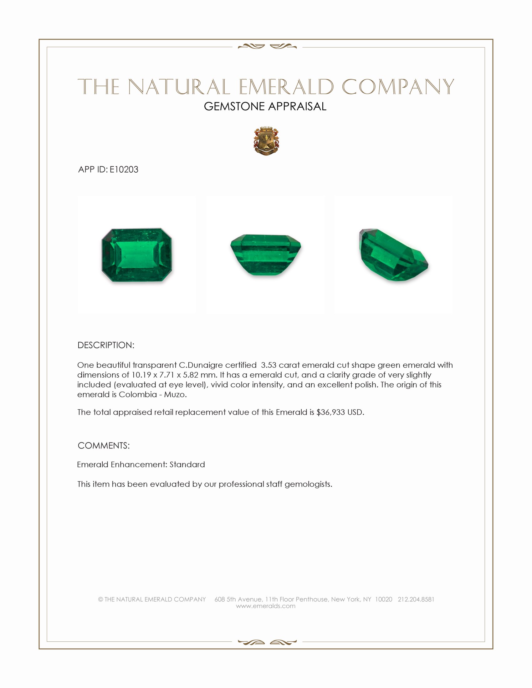 3.53 Ct. Emerald from Colombia - Muzo