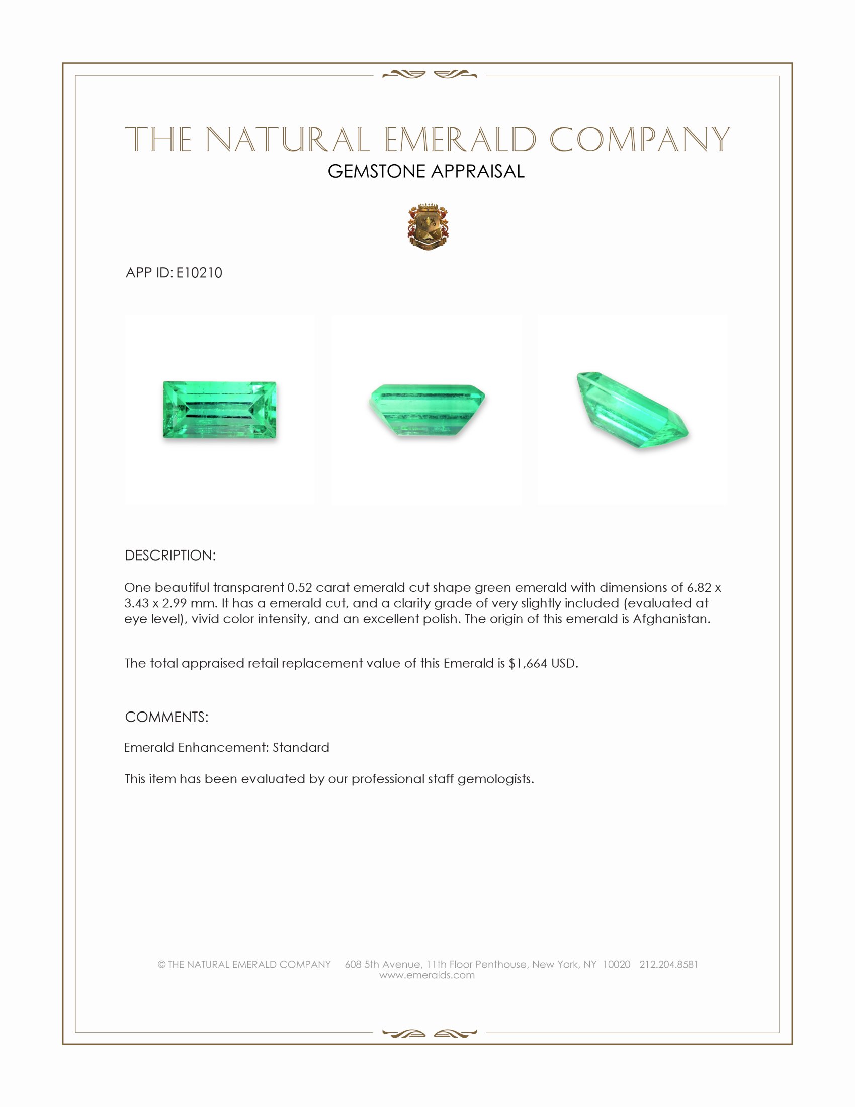 0.52 Ct. Emerald from Afghanistan