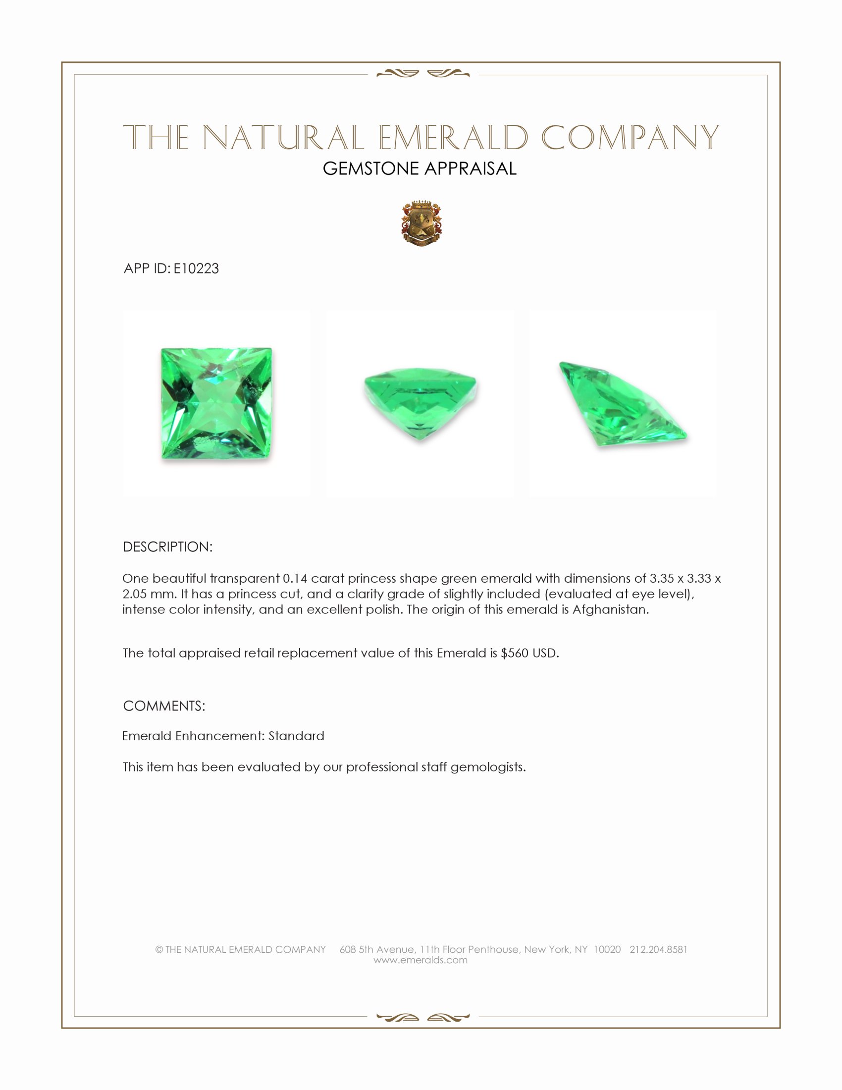 0.14 Ct. Emerald from Afghanistan
