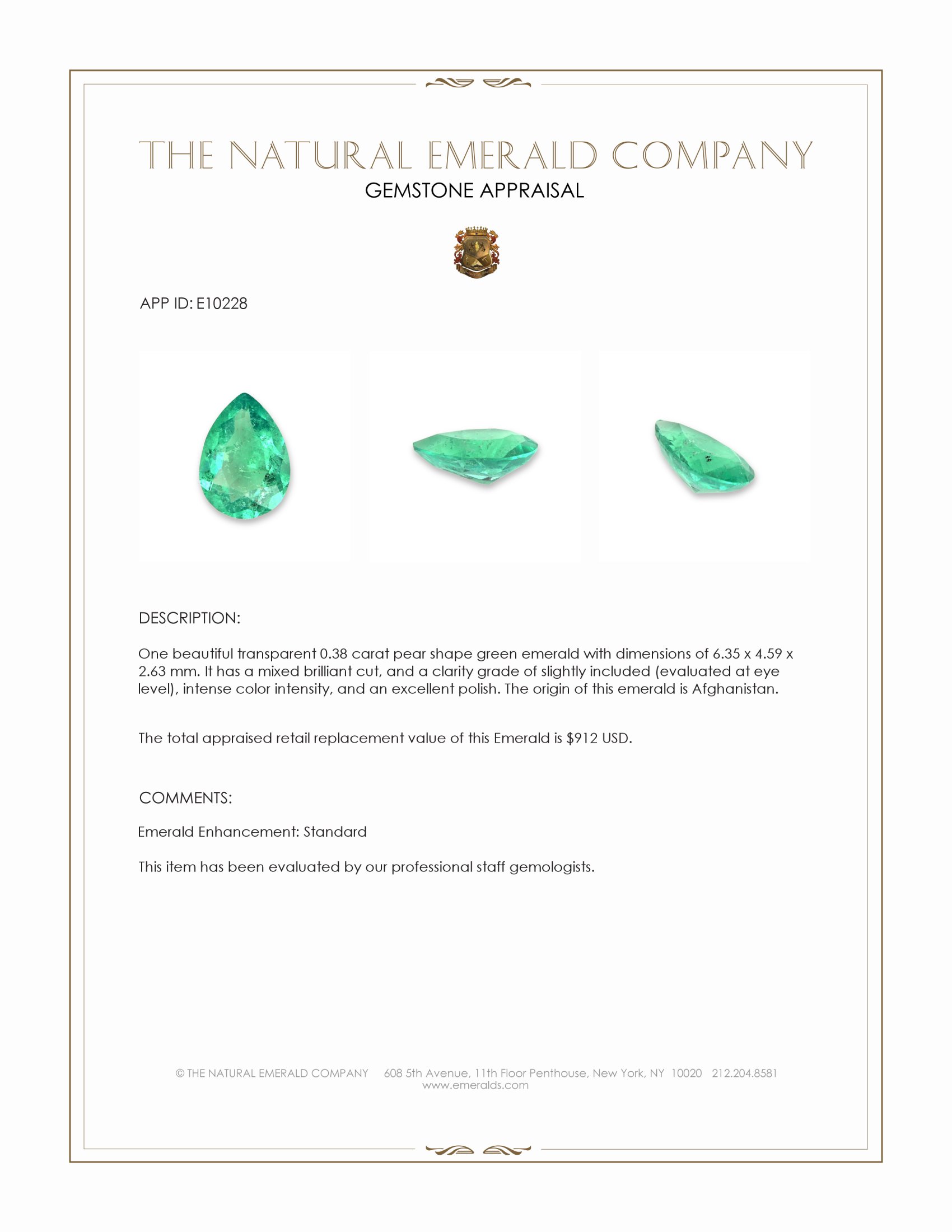 0.38 Ct. Emerald from Afghanistan