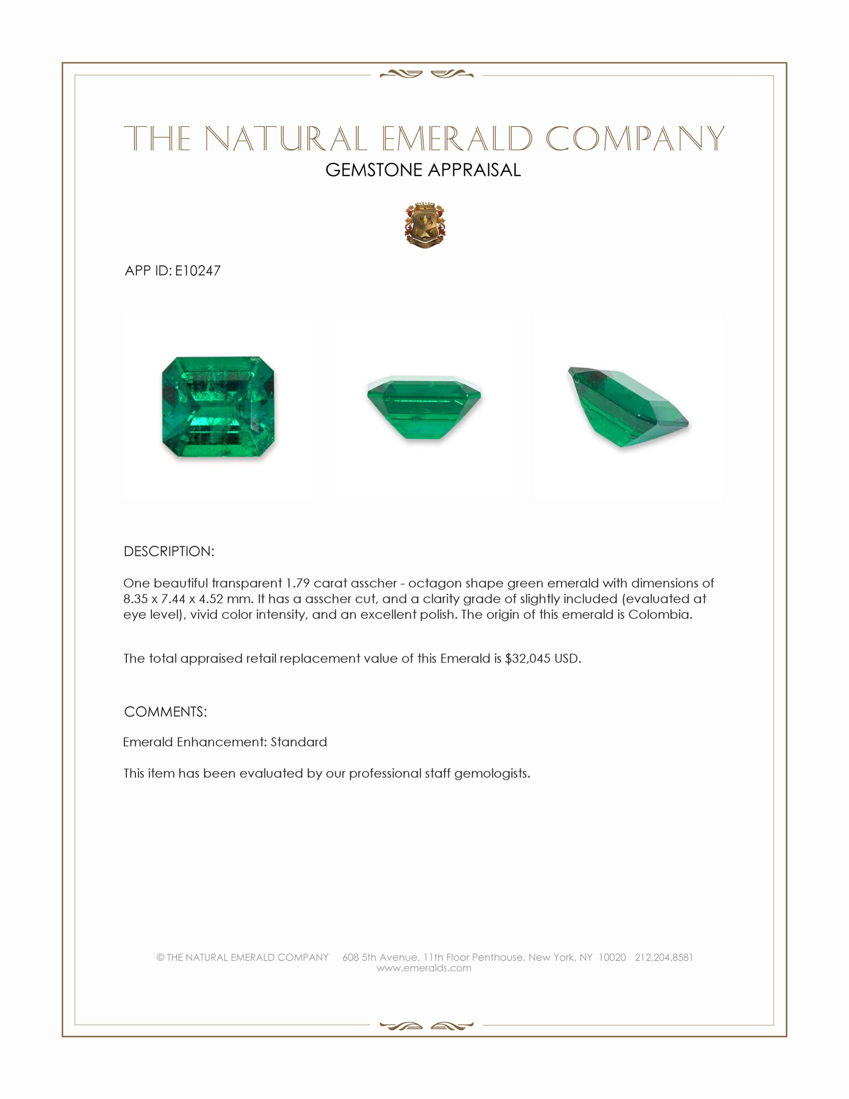 1.79 Ct. Emerald from Colombia