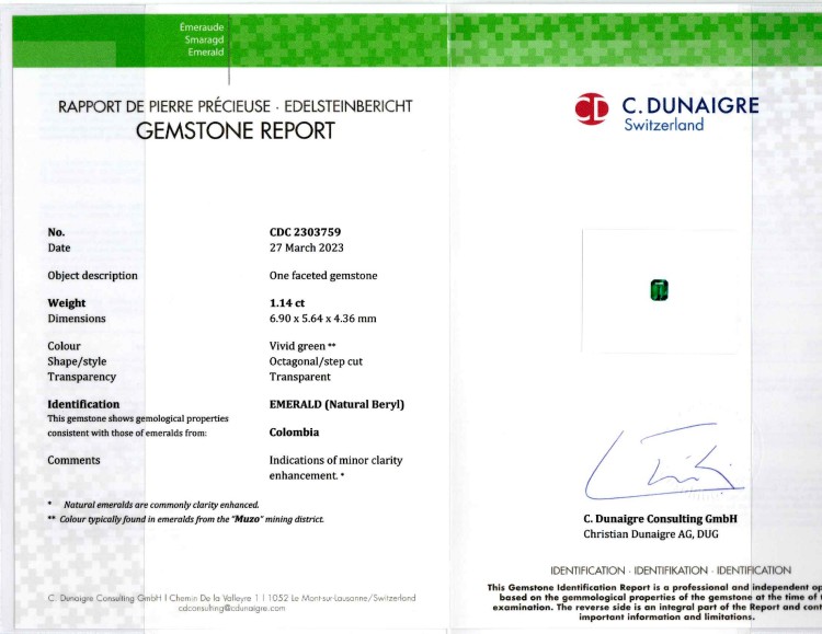 1.14 Ct. Emerald from Colombia - Muzo