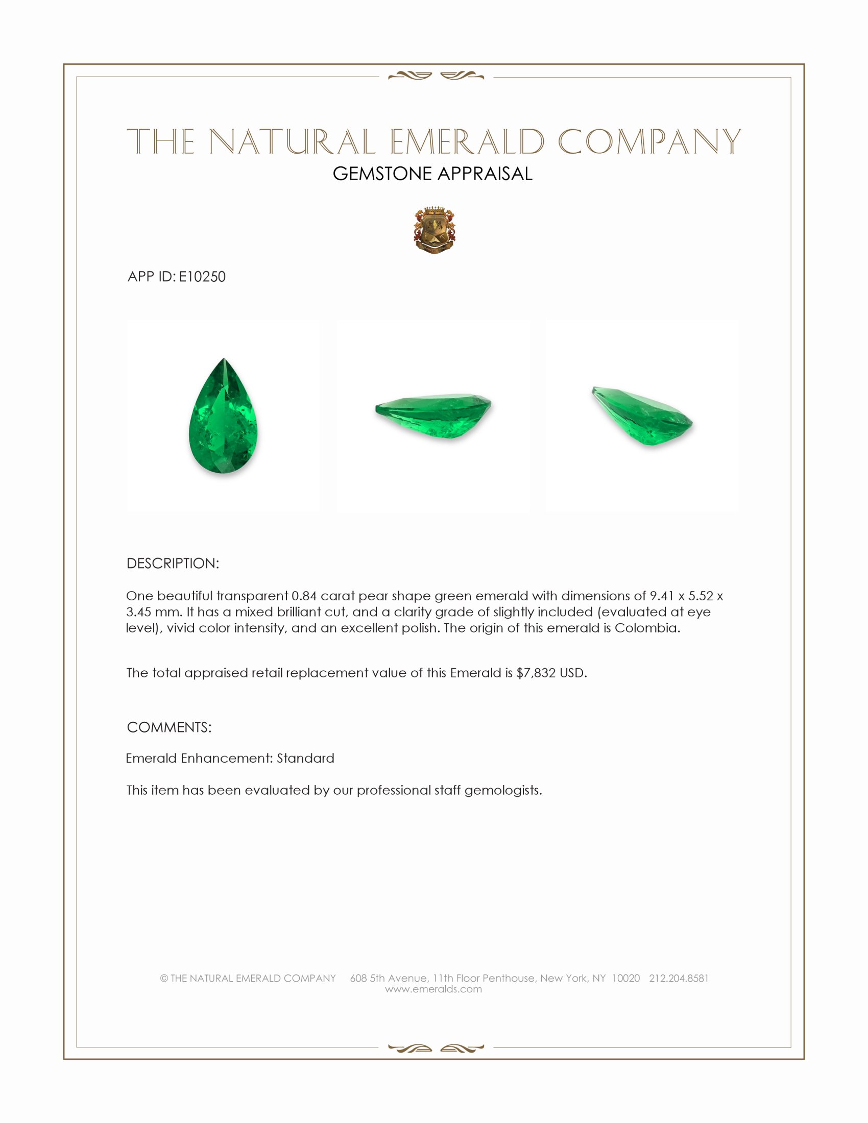 0.84 Ct. Emerald from Colombia