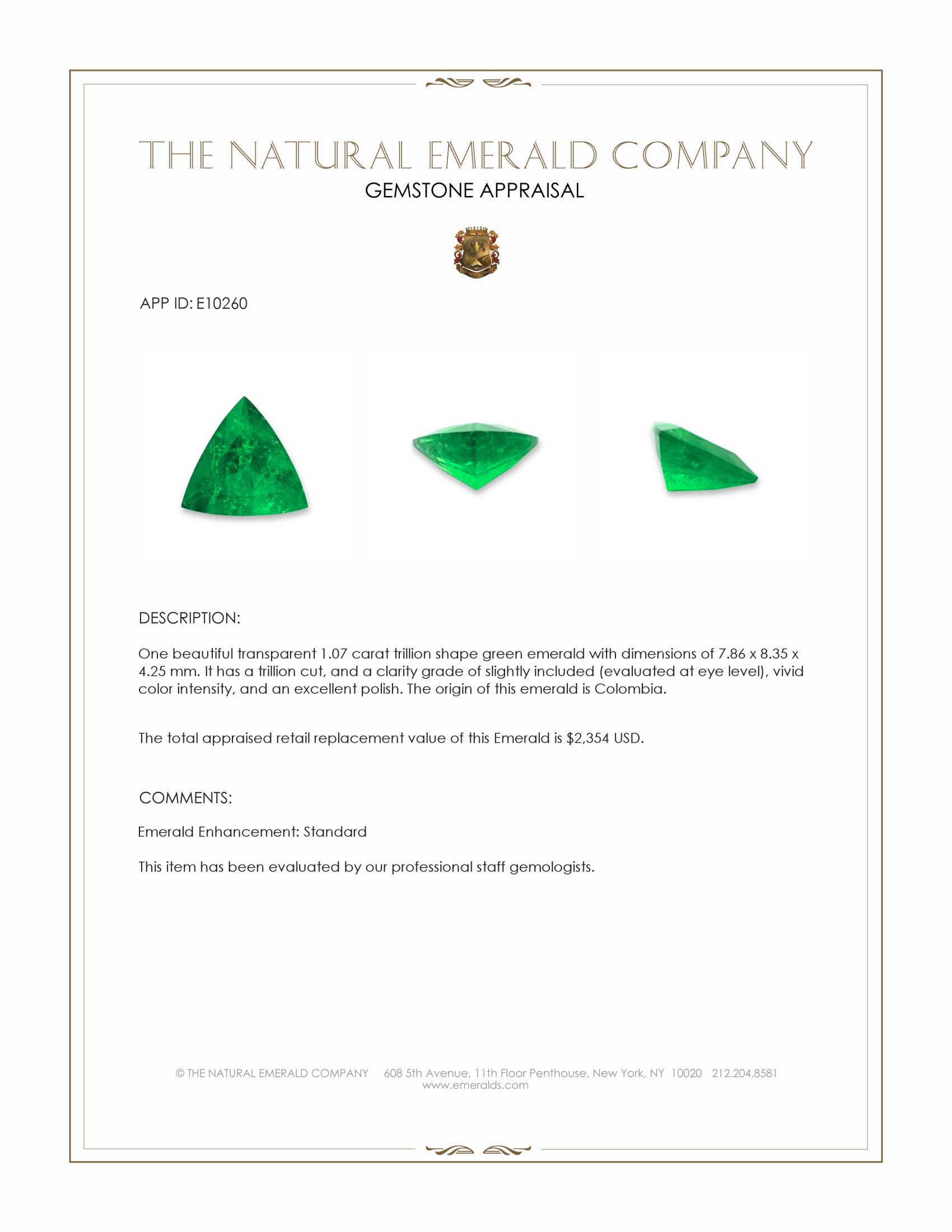 1.07 Ct. Emerald from Colombia